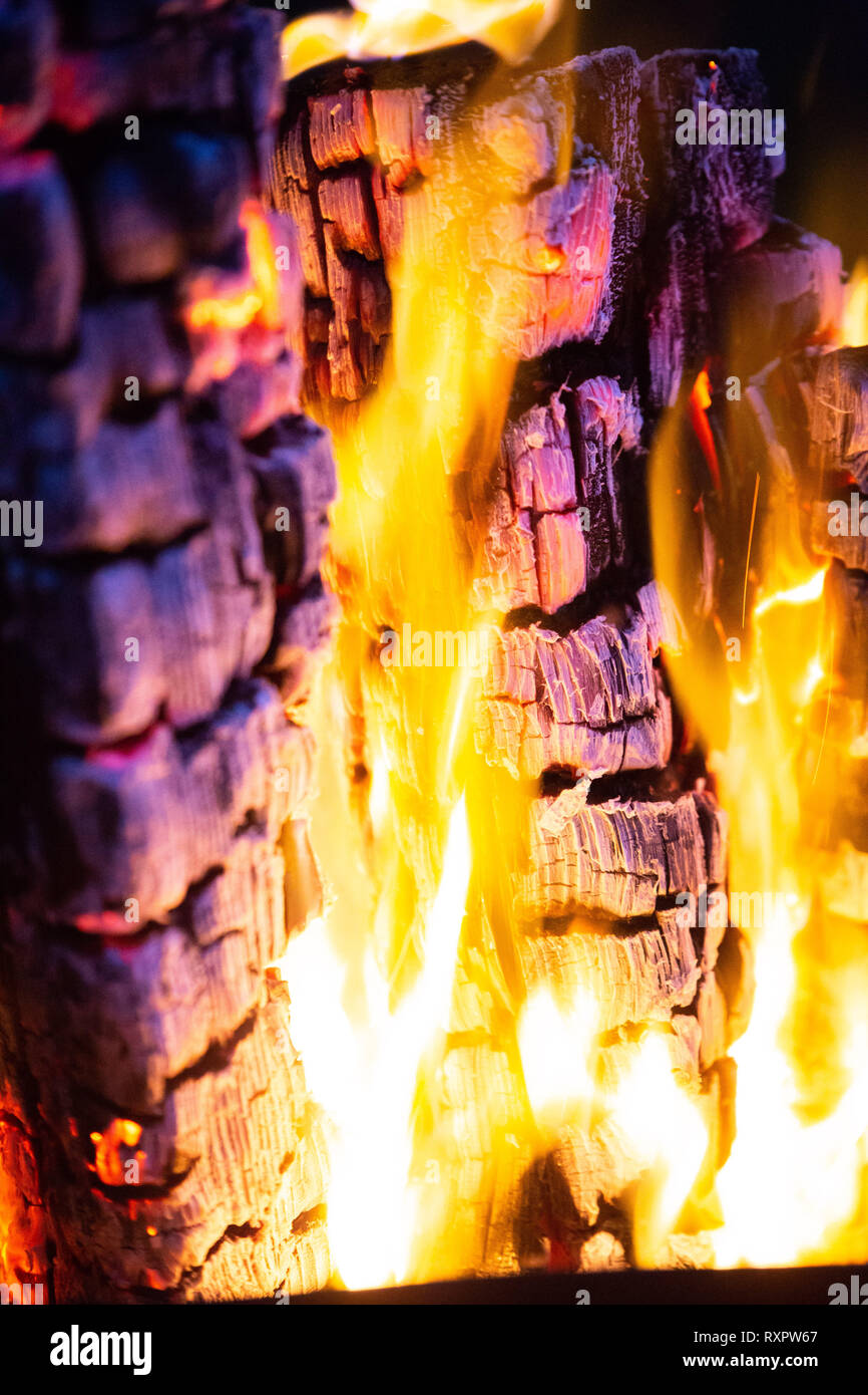 burning wood logs Stock Photo Alamy