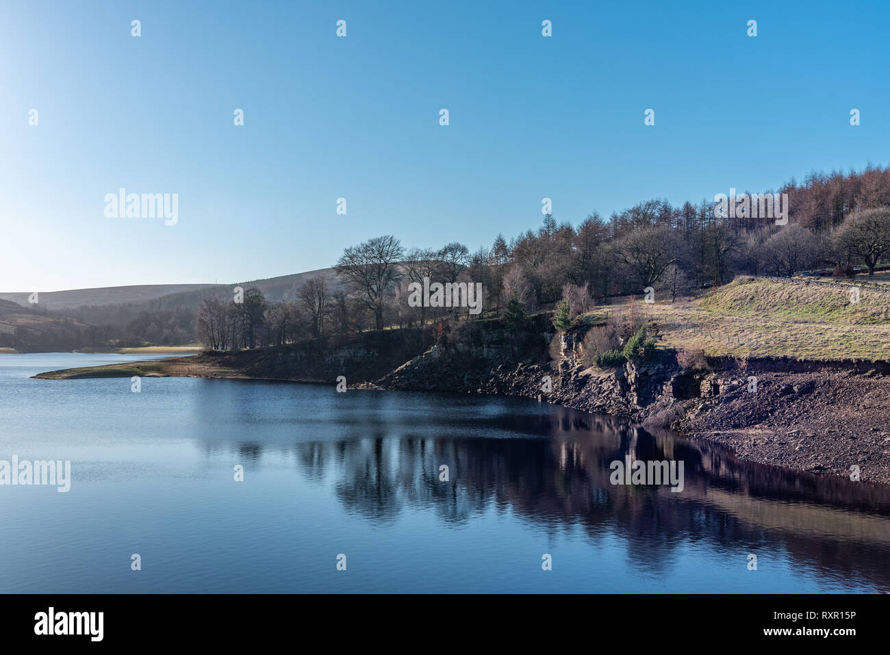 Erwood reservoir at Goyt valley within the Peak District National Park. Stock Photo