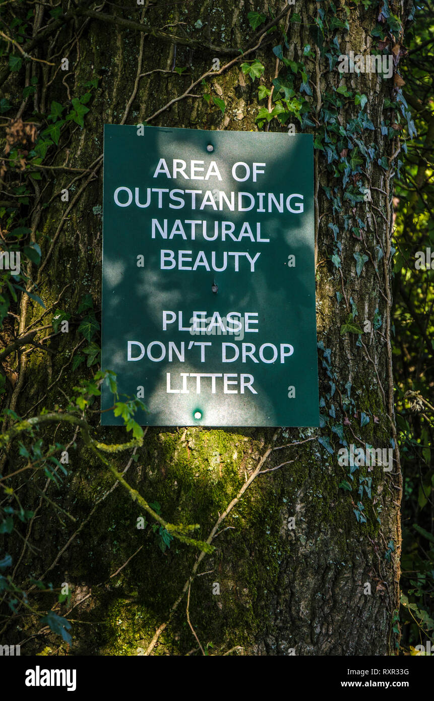 Area of Outstanding Natural Beauty sign Stock Photo