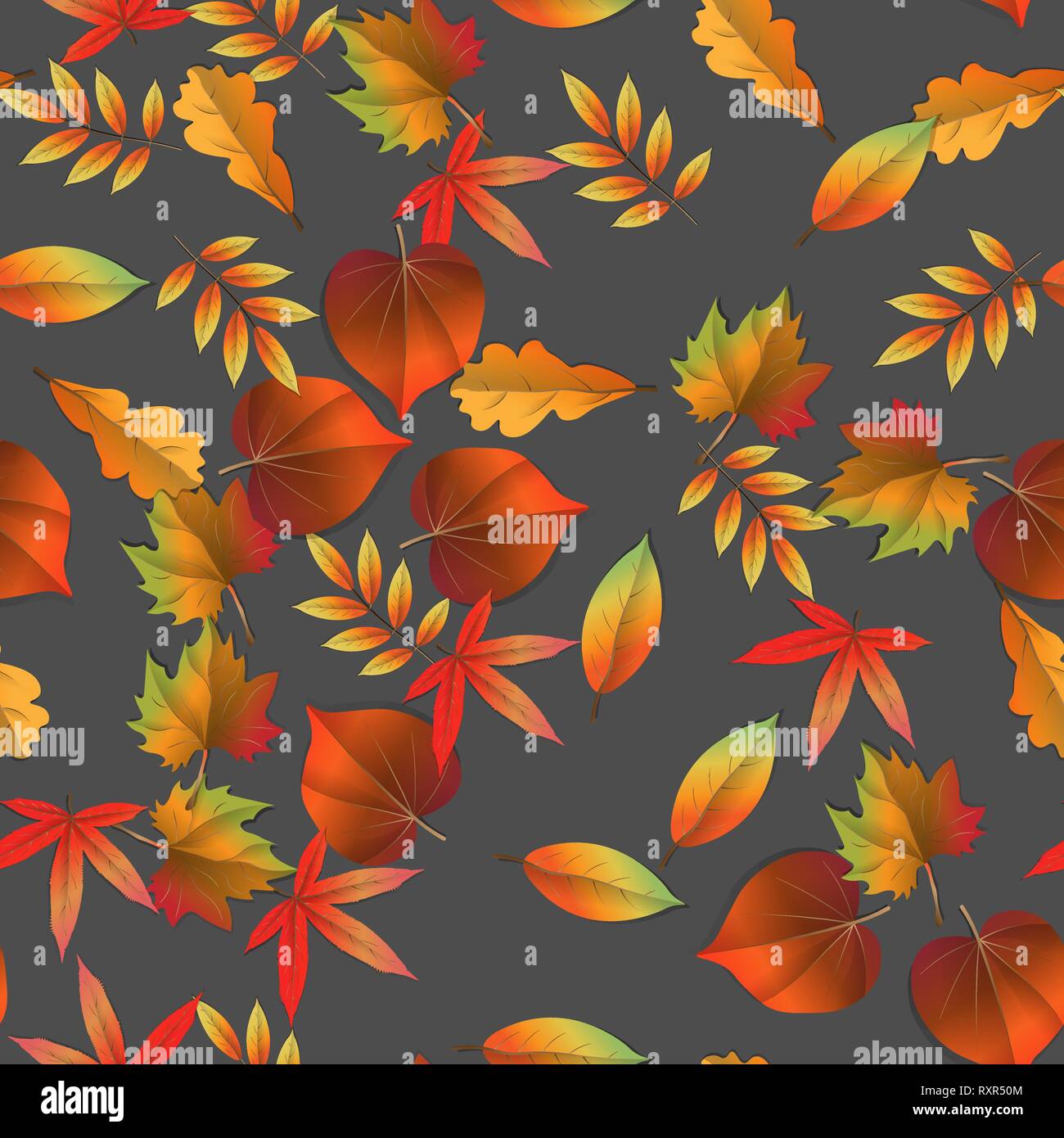 seamless with red and yellow autumn leaves. vector illustration 10 eps ...