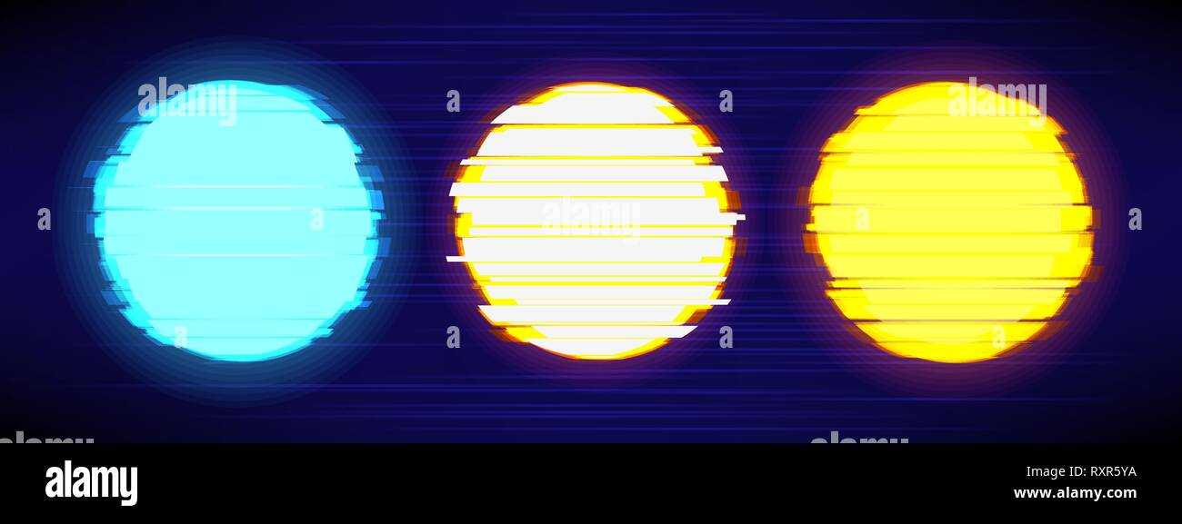 Set of glitched circle Stock Vector