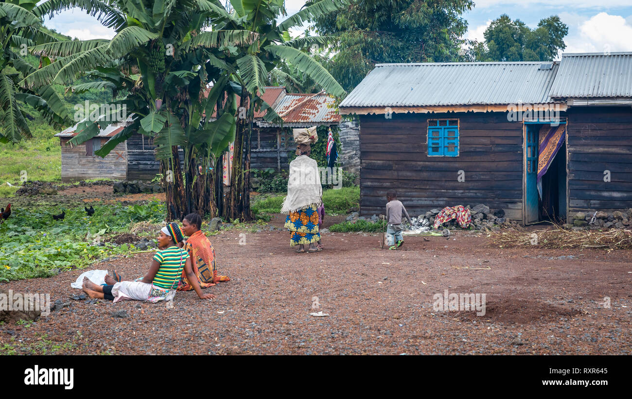 Slum houses in Goma, Democratic Republic of Congo Stock Photo