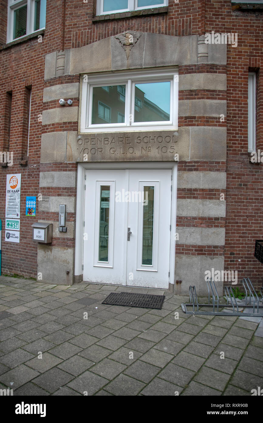 Former School Building At The Christiaan De Wetstraat Amsterdam The Netherlands 2018 Stock Photo