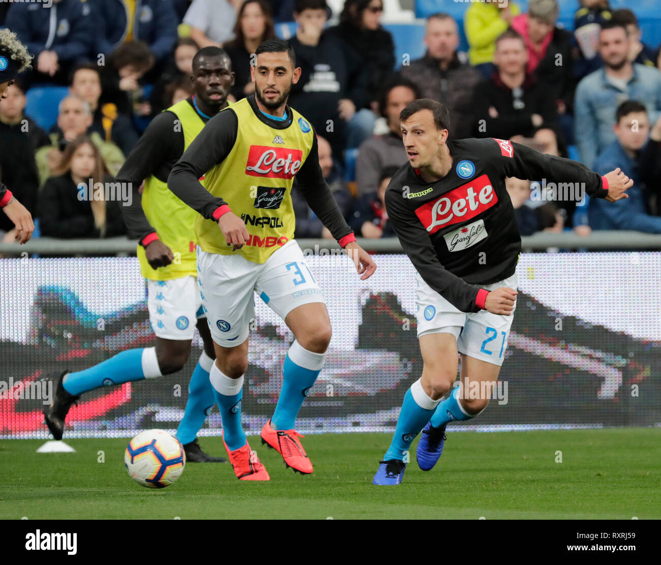Mapei Stadium Reggio Emilia Italy 10th Mar 2019 Serie A Football Sassuolo Versus Napoli Vlad Chireches Of Napoli And Faouzi Ghoulam Of Napoli During The Warm Up Credit Action Plus Sports Alamy Live