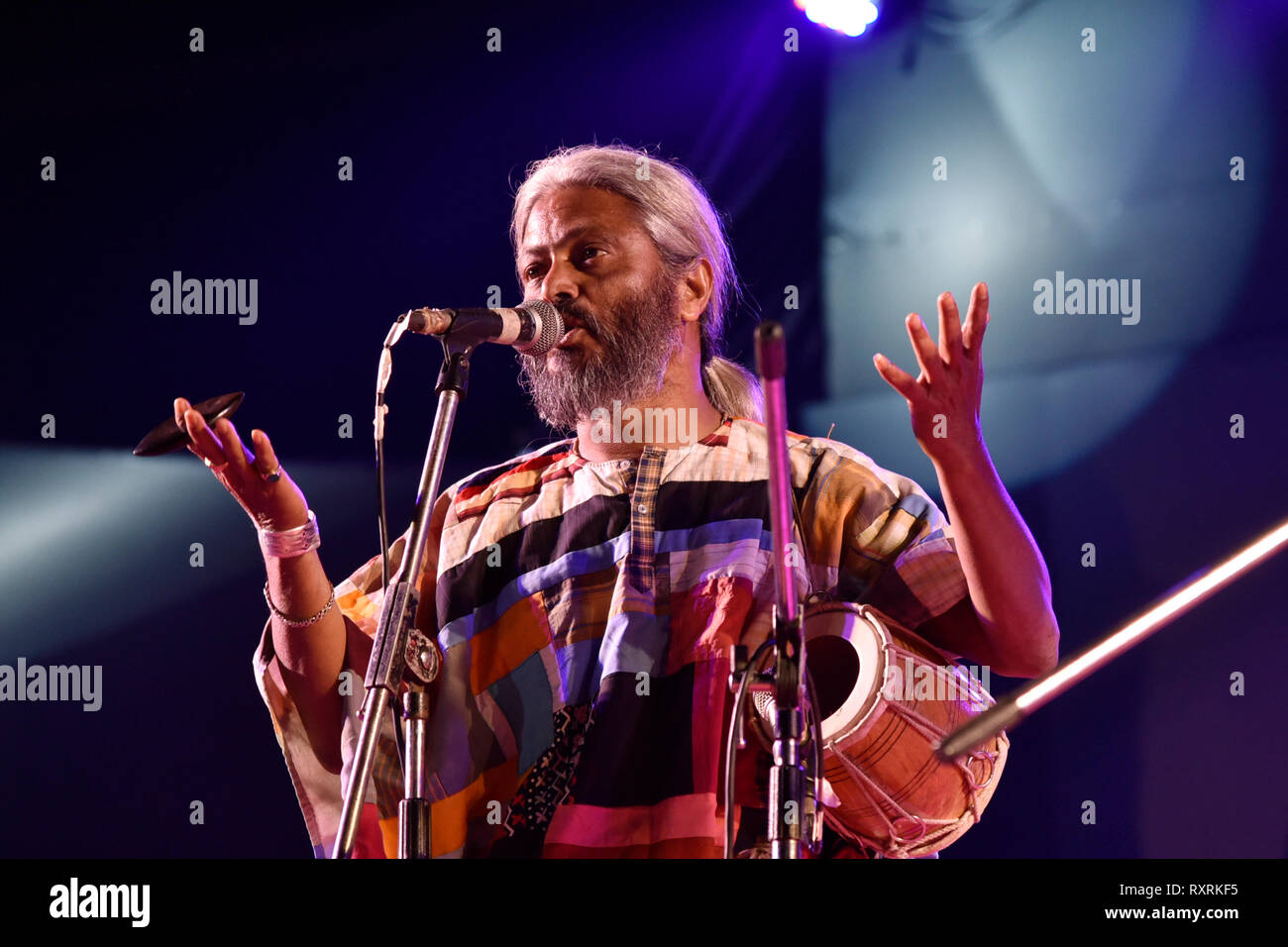 Guwahati, India. 10th Mar 2019. Famous Indian Baul singer Kartik Das Baul  of Kolkata performs during Shilpgram Mahotsav organized by Ministry of  Culture, Govt. of India at Shilpgram, in Guwahati, Assam, India