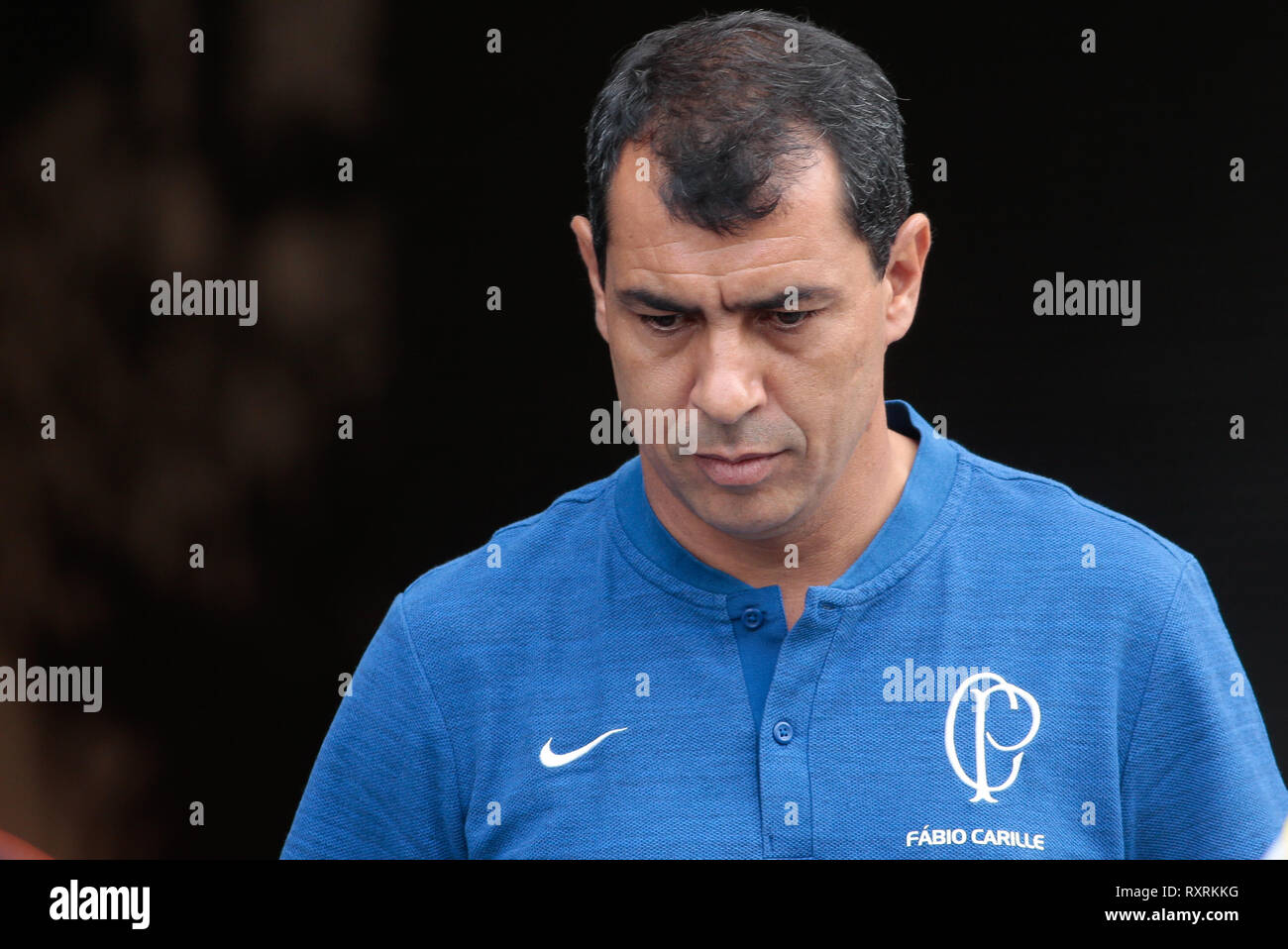 Sao Paulo, Brazil. 10th Mar, 2019. SP - Sao Paulo - 10/03/2019 - Paulista 2019, Corinthians X Santos - Fabio Carille Corinthians coach during a match against Santos at the Arena Corinthians stadium for the Paulista 2019 championship. Photo: Marcello Zambrana/AGIF Credit: AGIF/Alamy Live News Stock Photo