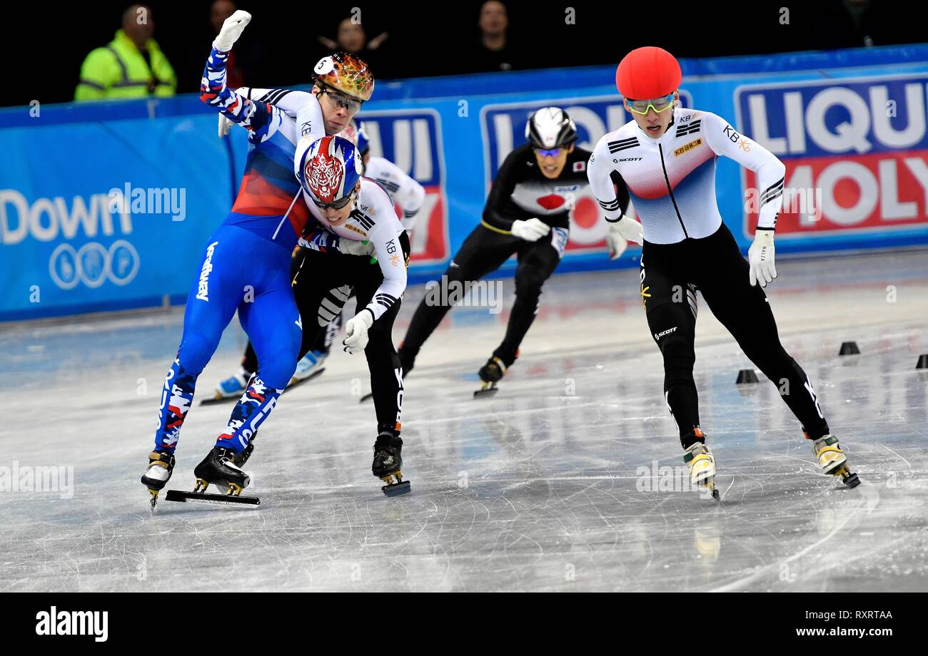 ISU Short Track World Championships on March 10 2019 at the Arena Armeec in Sofia, Bulgaria. Hyo Jun LIM (KOR) wins the Superfinal Credit: Soenar Chamid/SCS/AFLO/Alamy Live News Stock Photo