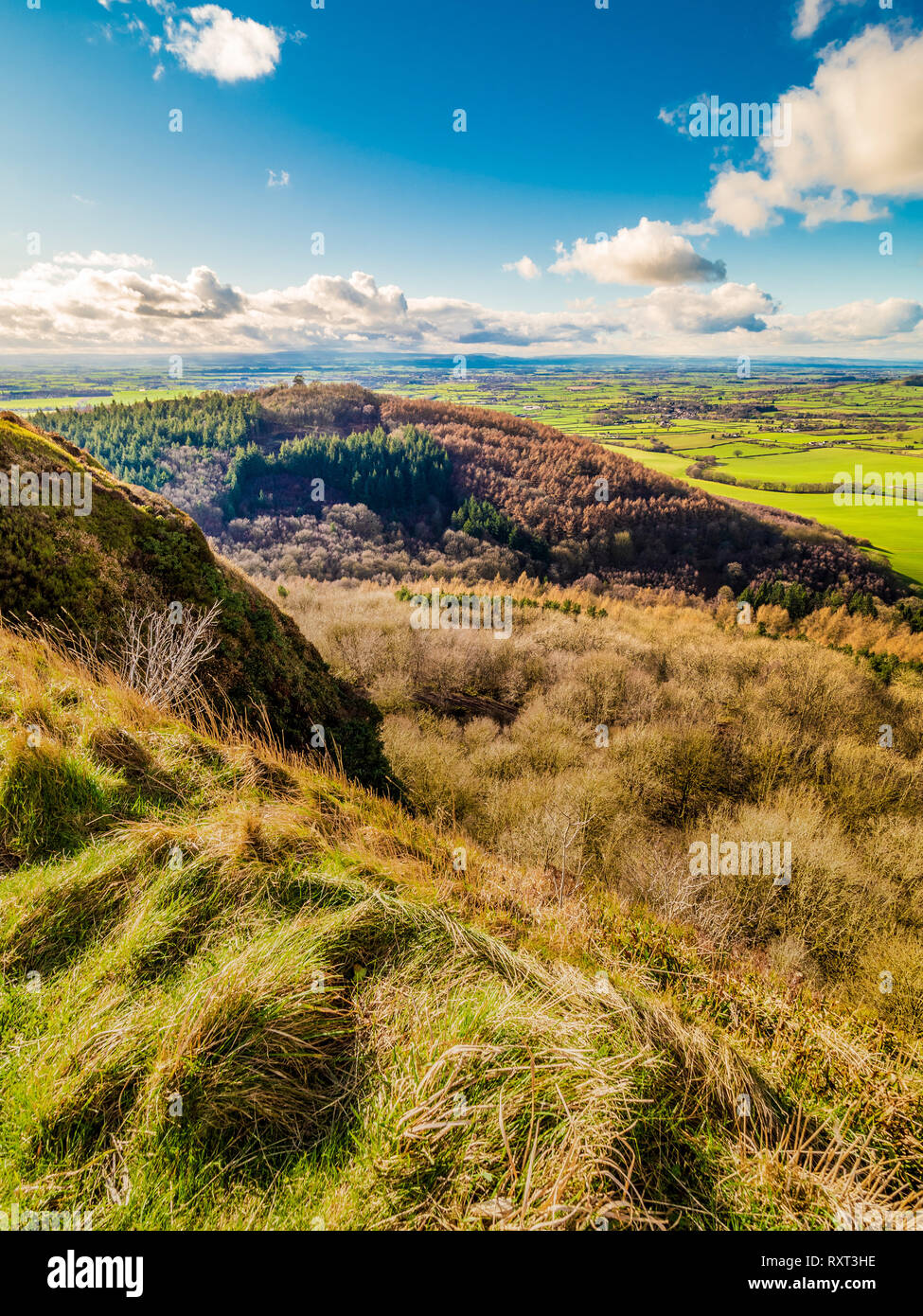 View from the top of Sutton Bank towards Hood Hill, Hambleton Hills, North Yorkshire, UK., Hambleton Hills, North Yorkshire, UK. Stock Photo