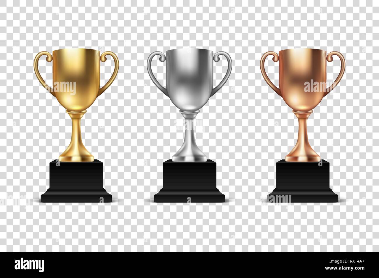 Vector 3d Blank Golden, Silver and Bronze Champion Cup Icon Set Closeup Isolated. Design Template of Championship Trophy. Sport Tournament Award Stock Vector & Art - Alamy