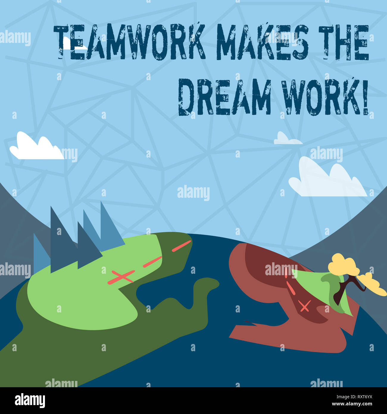 Writing note showing Teamwork Makes The Dream Work. Business concept for Camaraderie helps achieve success Stock Photo