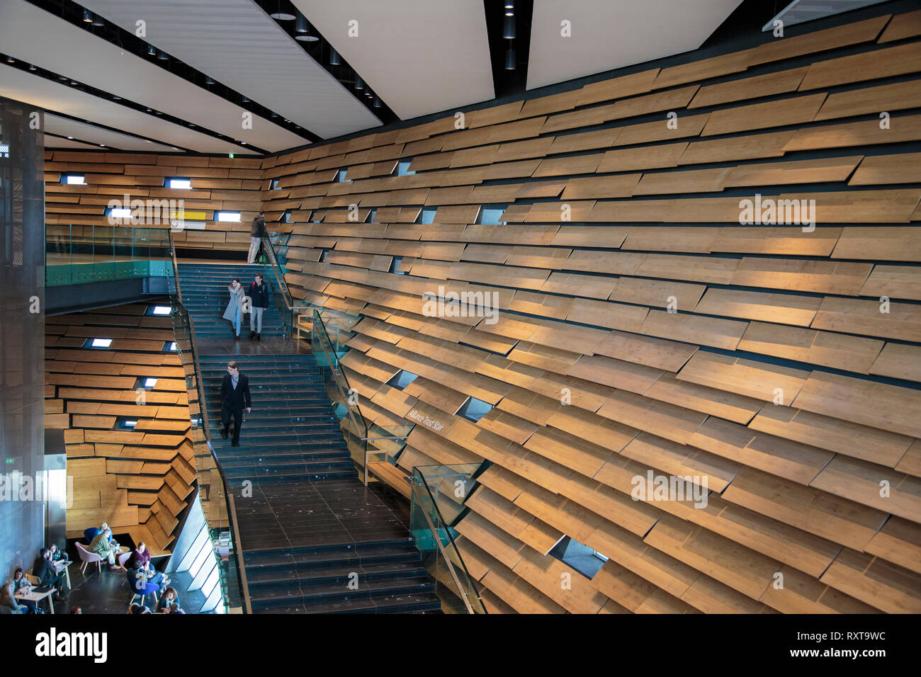 The interior steps of the V&A Museum in Dundee designed by Japanese architect Kengo Kuma. Stock Photo