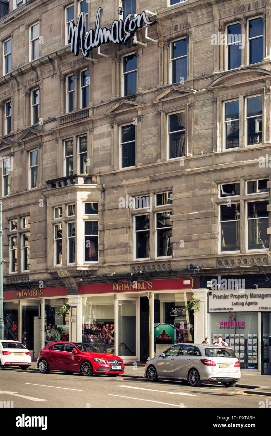 Street view of the Malmaison Hotel in Dundee, Scotland. Stock Photo