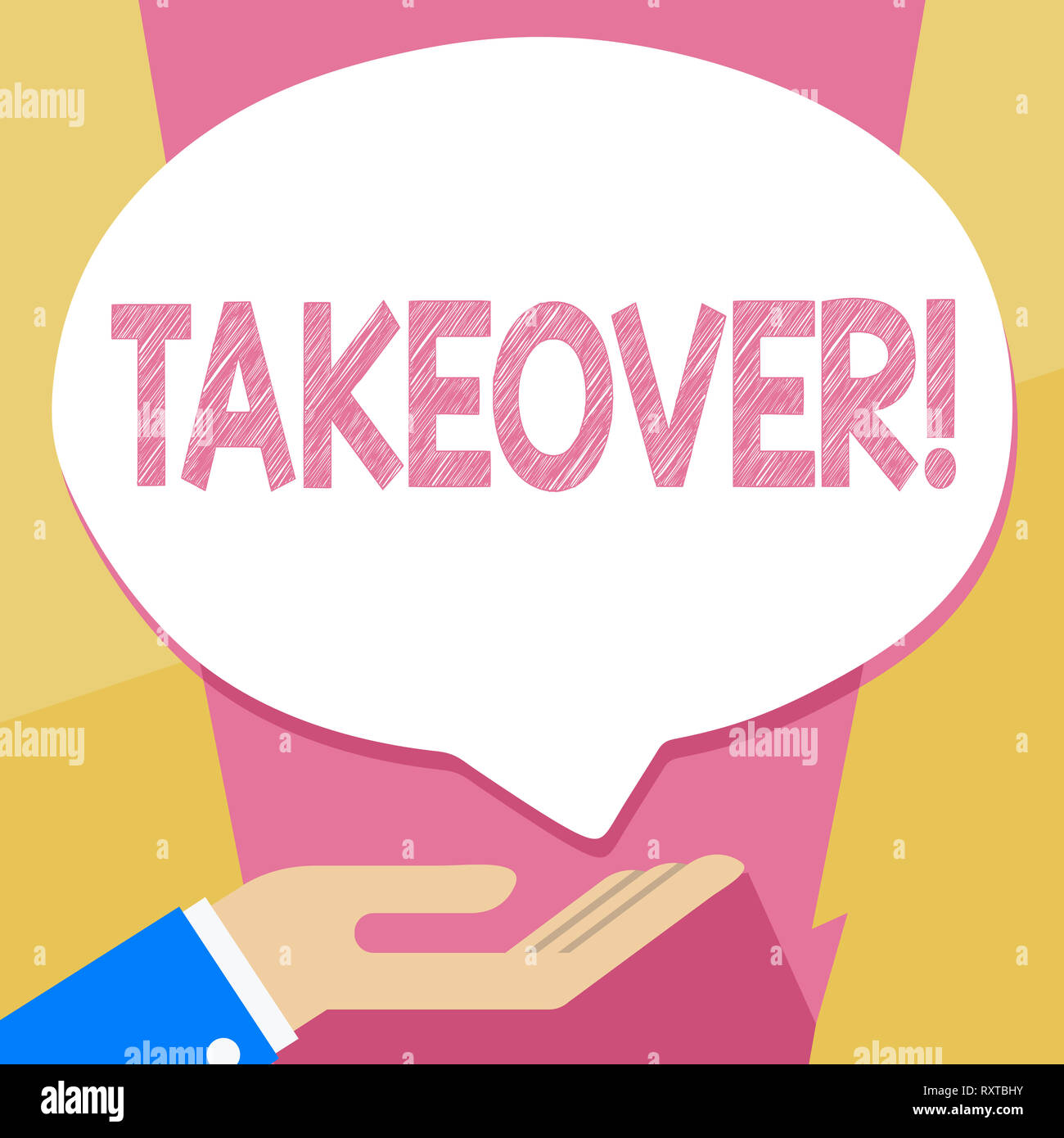 Writing note showing Takeover. Business concept for Assuming control of ...