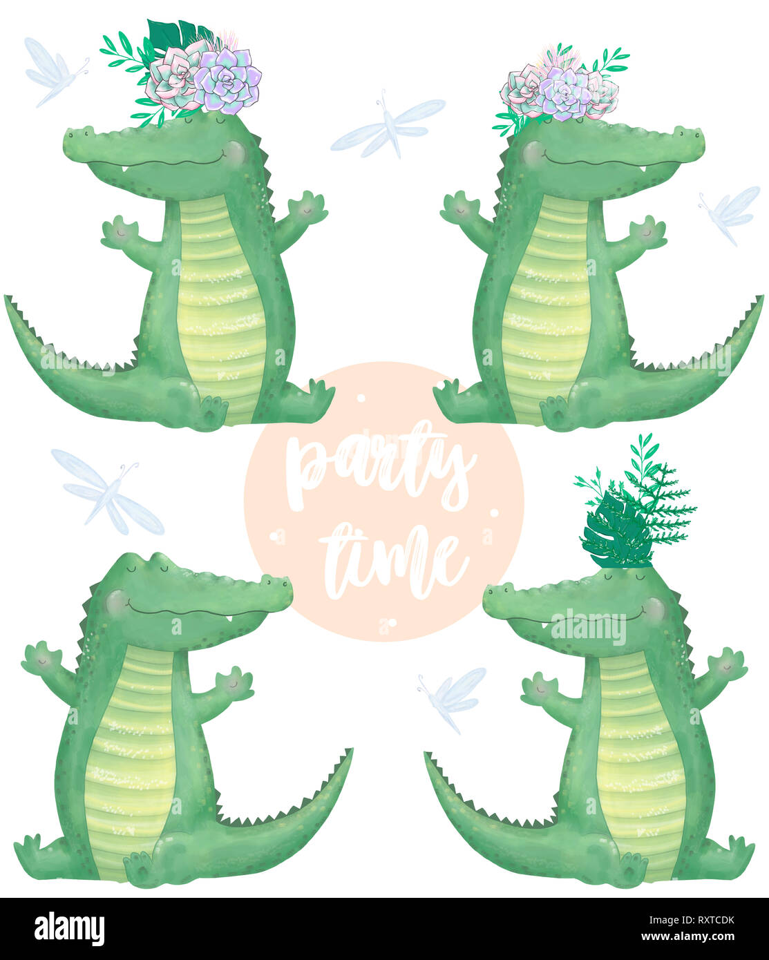 Postcard Crocodile Greeting Card Kids Invitation Children/'s Birthday Card with Child Motif