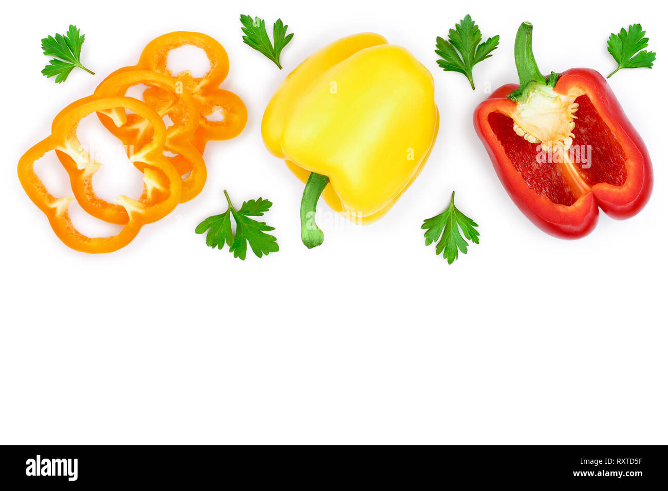 Sweet Red Yellow Orange Peppers Bell Pepper Slice Of Pepper Cut Half Full  Paprika Vector Illustration Stock Illustration - Download Image Now - iStock