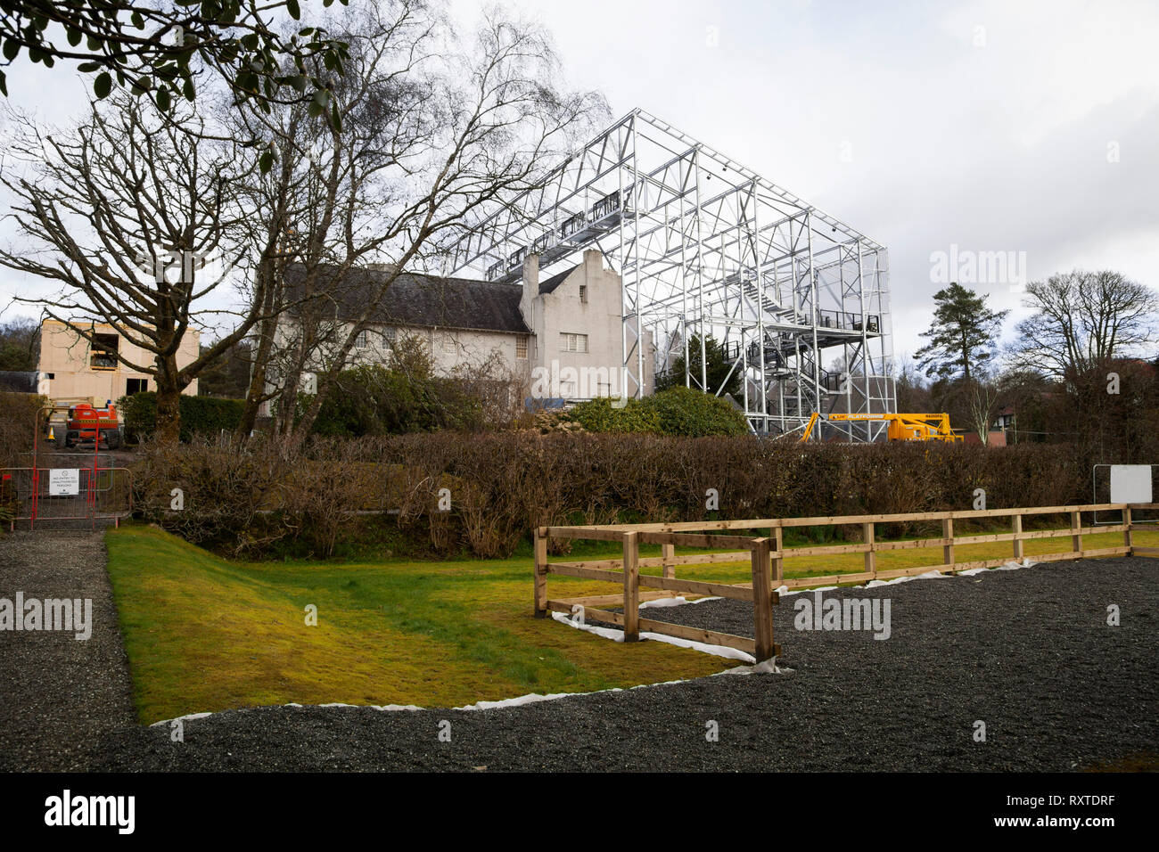 Structure being built around the Charles Rennie Mackintosh designed Hill House in Helensburgh, Argyll, Scotland. Stock Photo