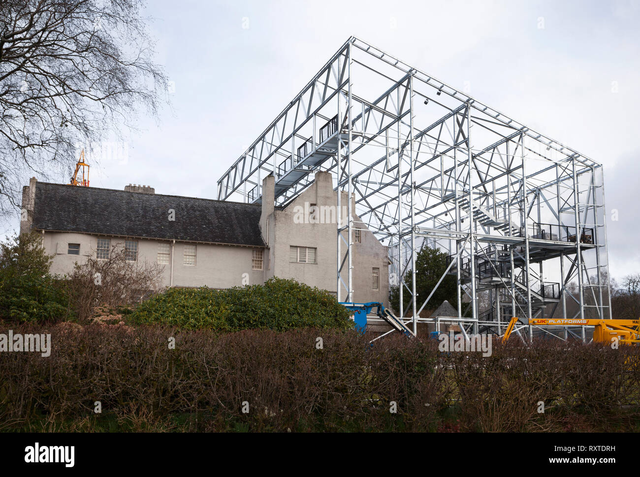 Structure being built around the Charles Rennie Mackintosh designed Hill House in Helensburgh, Argyll, Scotland. Stock Photo