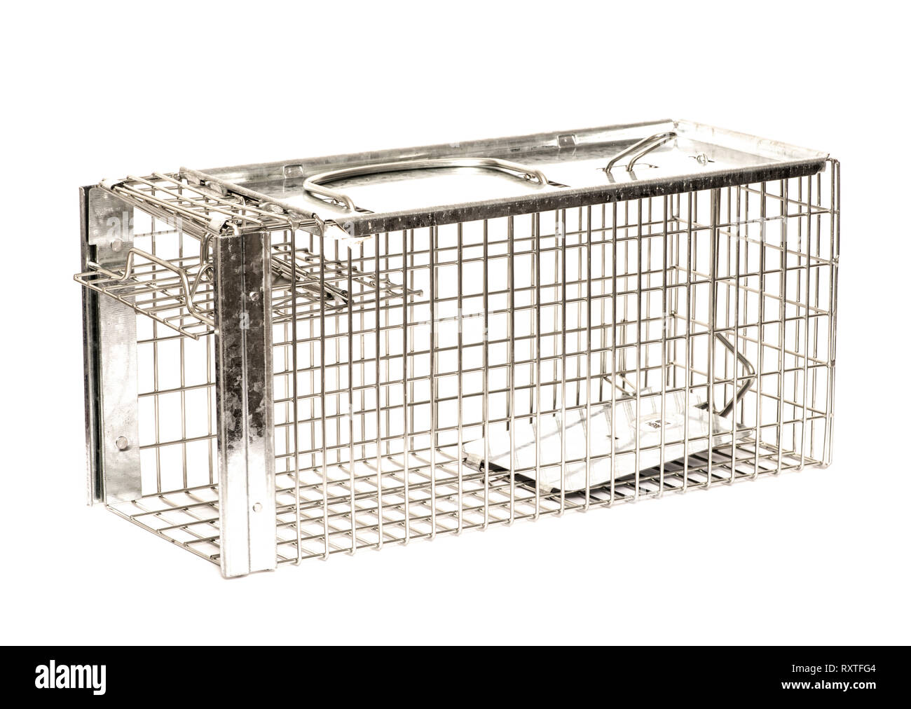 Used Metal Animal Trap Isolated on White Background Stock Photo - Alamy