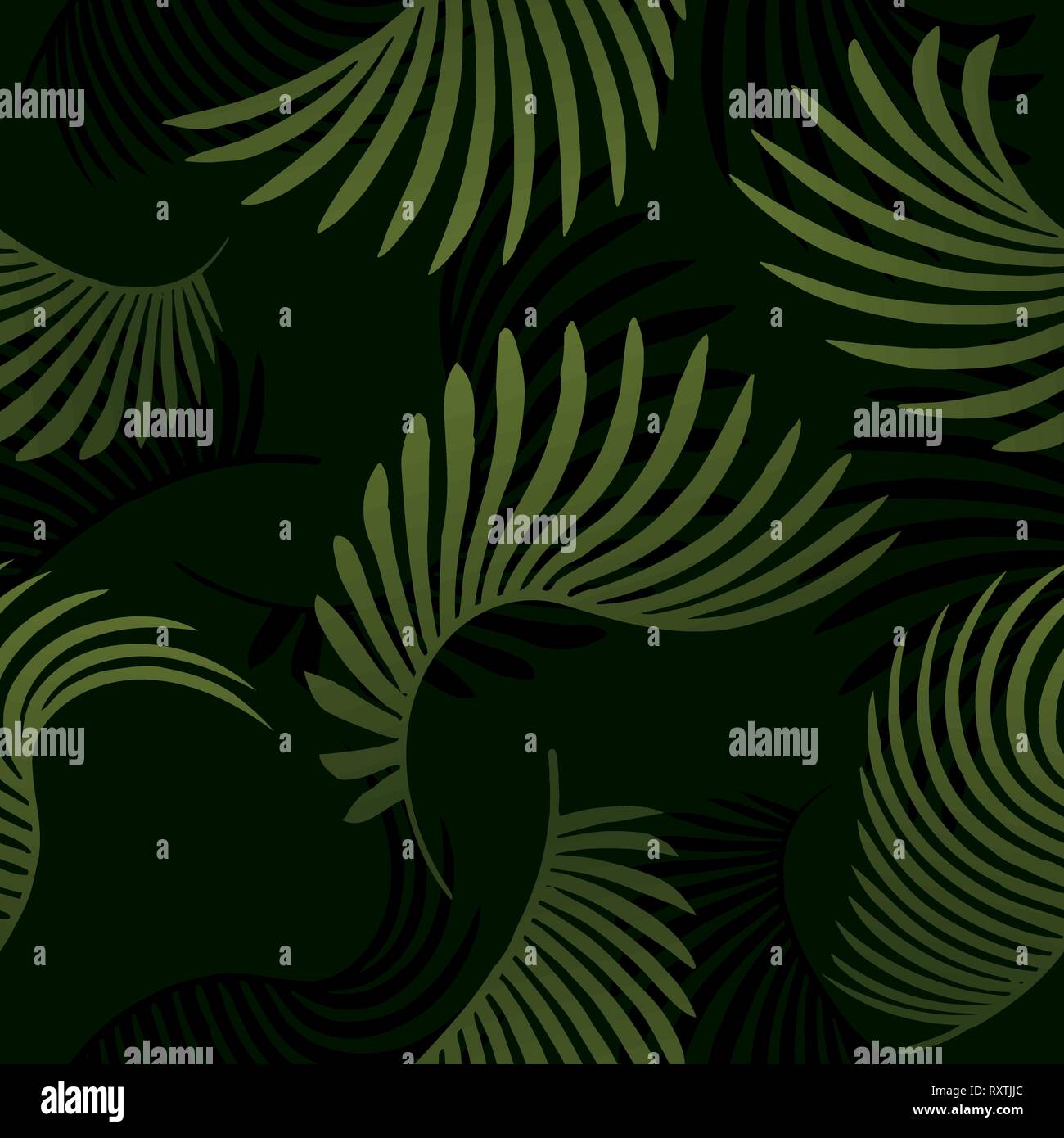 Tropical palm leaves, jungle leaves seamless vector floral pattern ...