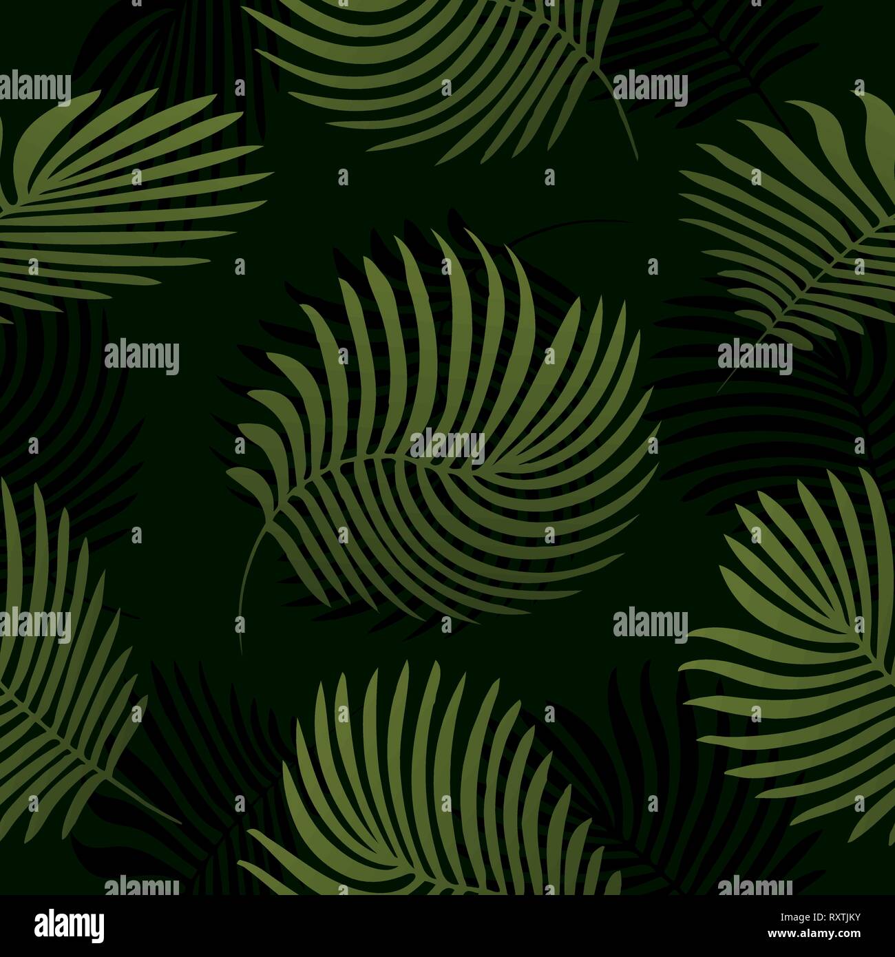 Tropical palm leaves, jungle leaves seamless vector floral pattern ...