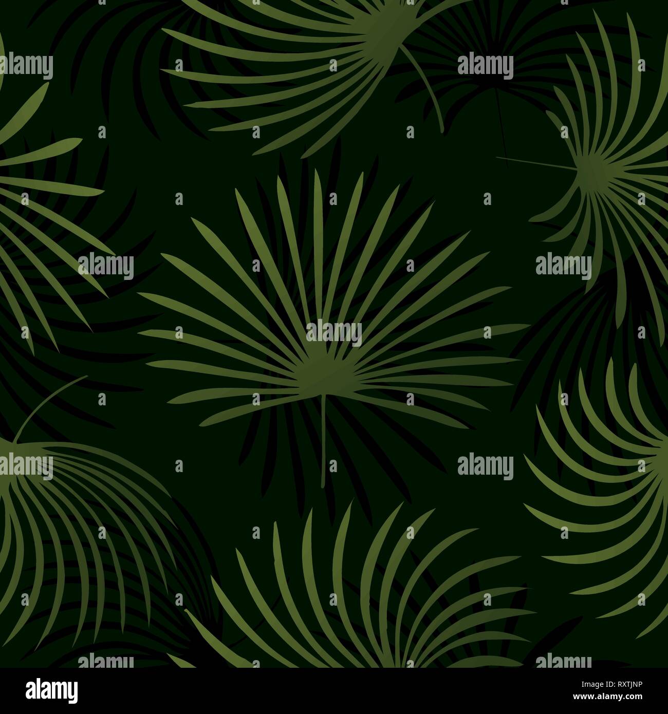 Tropical palm leaves, jungle leaves seamless vector floral pattern ...