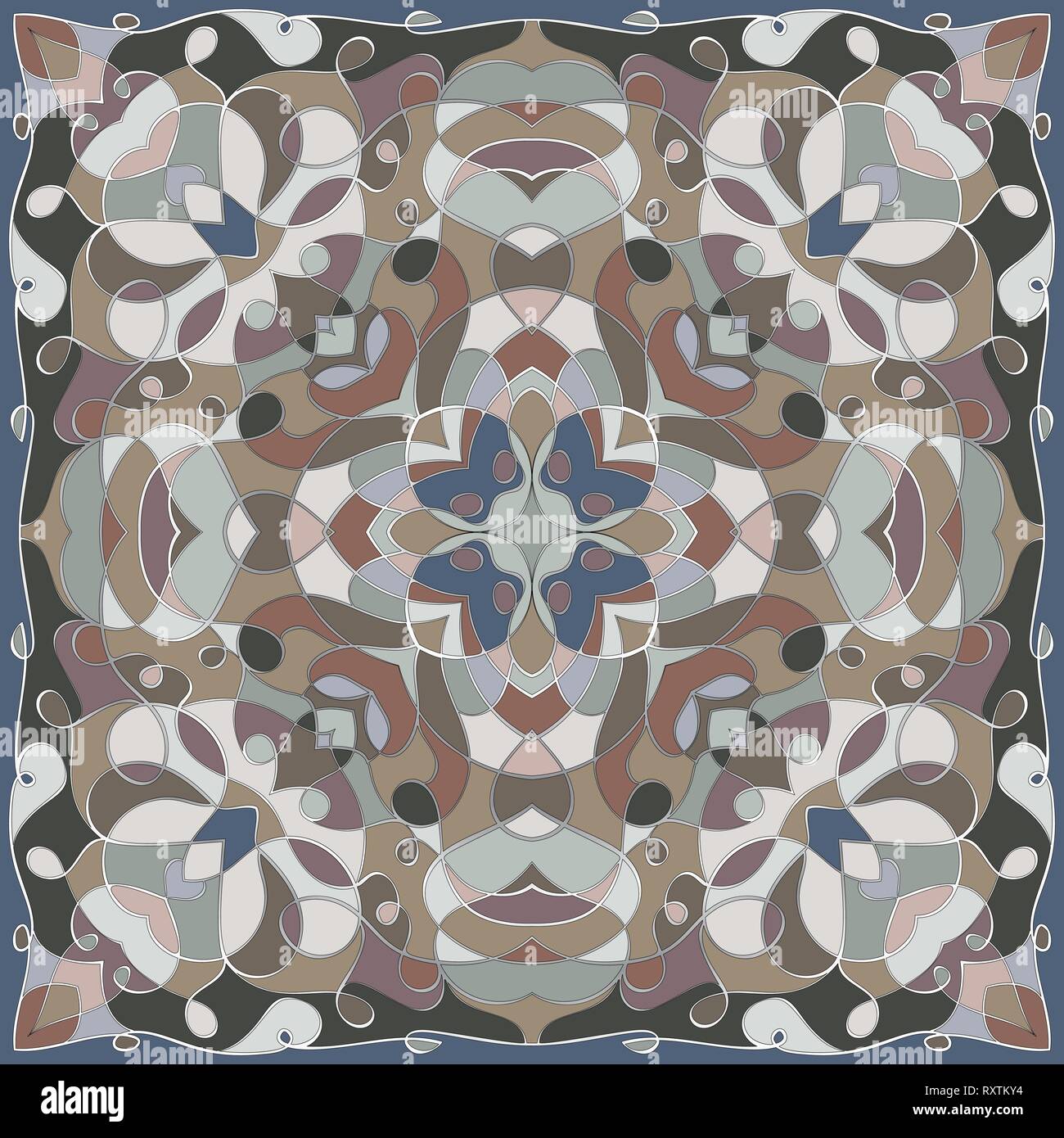 Rich striking pattern for a scarf. Square ornament in Oriental style ...