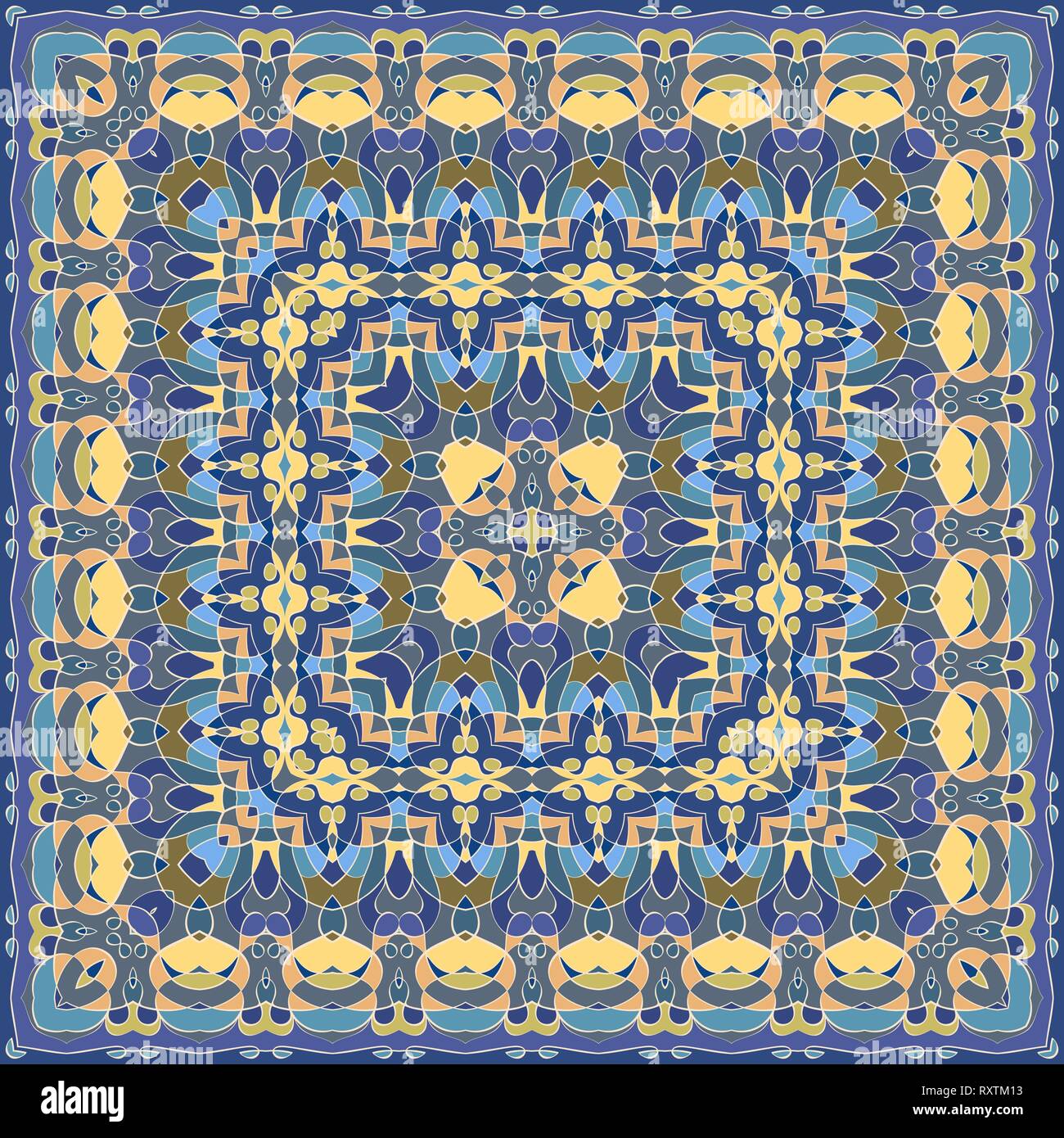 Vedic Square Pattern A vivid Oriental pattern square shape for a scarf. Vector illustration ...