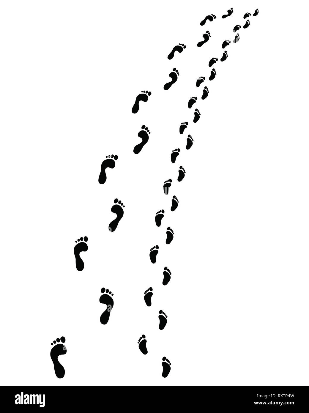 Trail of human and baby bare feet, turn left or right Stock Photo - Alamy