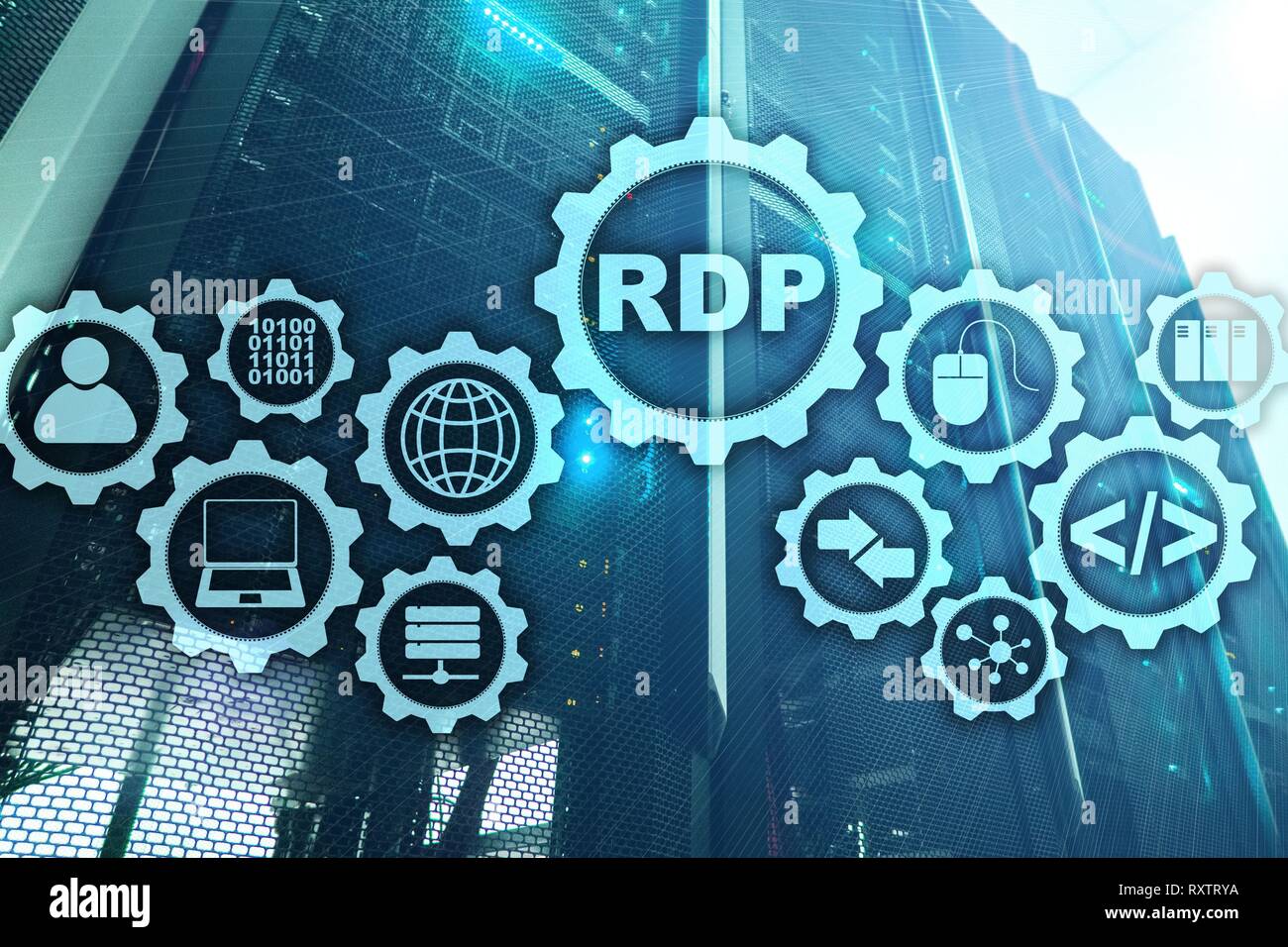RDP Remote Desktop Protocol. Terminal Services. Server background Stock ...