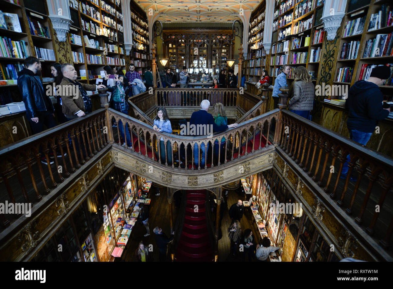 Visitors seen at the famous Lello Library. The Livraria Lello book