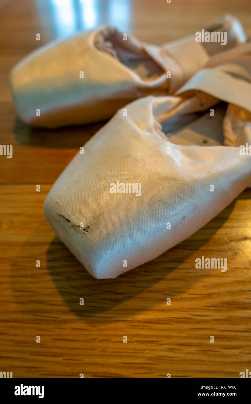 Cropped in image of a pair of Classical Ballet pointe shoes, Ballerinas