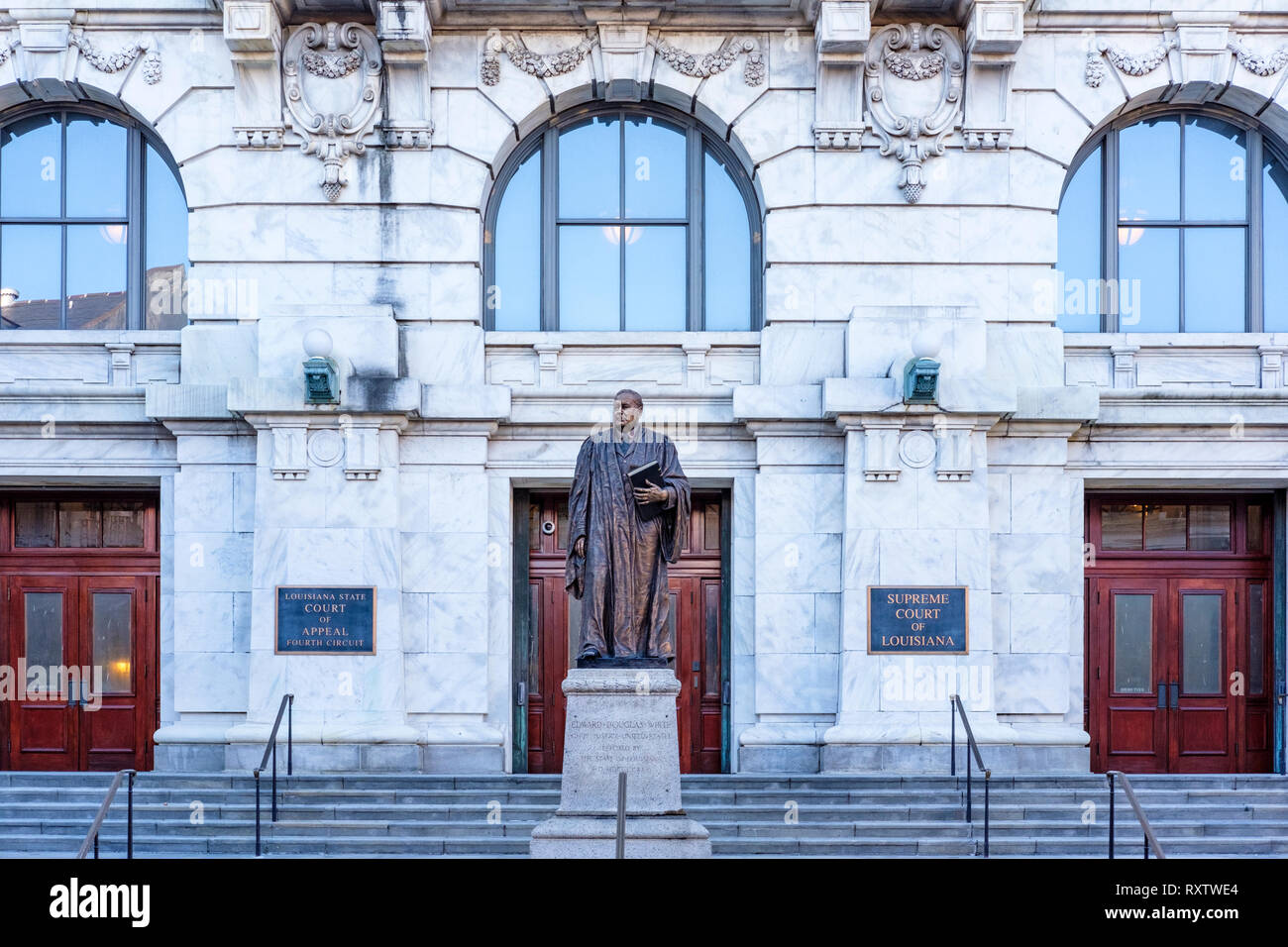 Louisiana State Court of Appeal, Louisiana Supreme Court building with statue of Edward Douglas White in foreground, Royal St, New Orleans French Quar Stock Photo