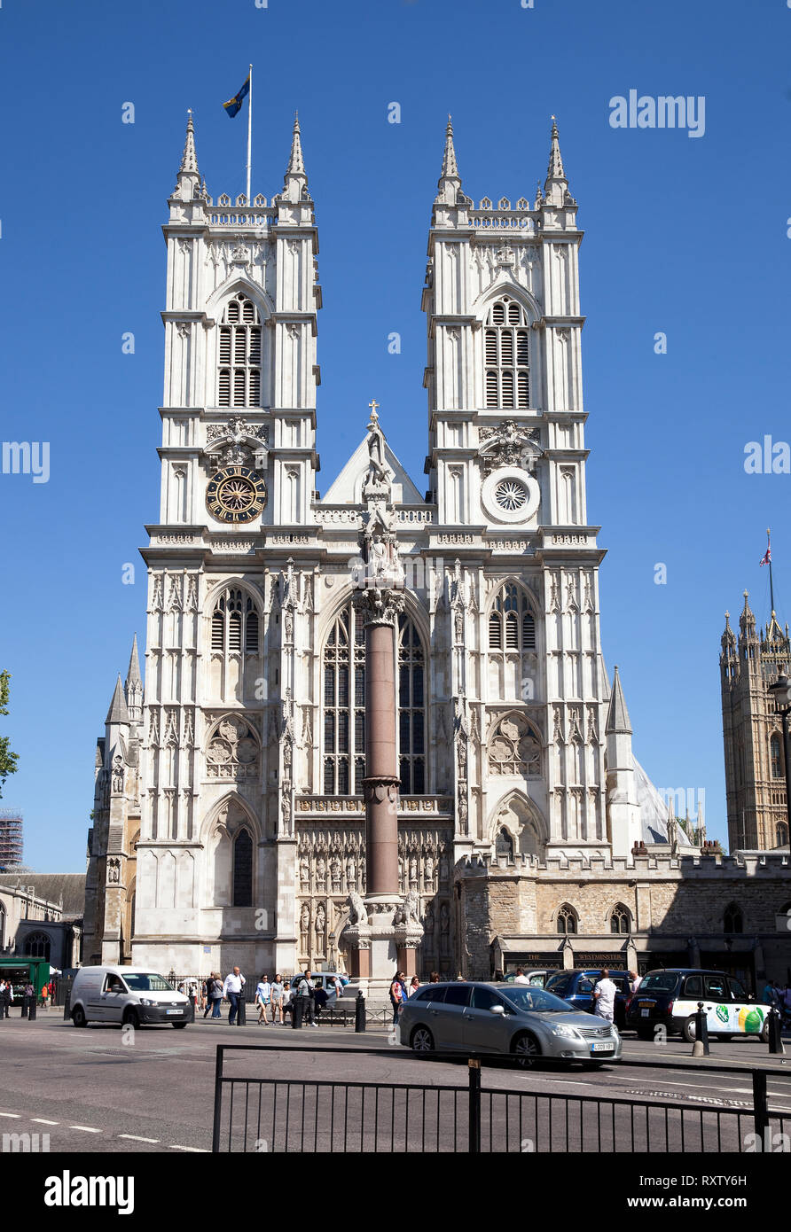 Western facade of Westminster Abbey, City of Westminster, Central London, United Kingdom Stock Photo