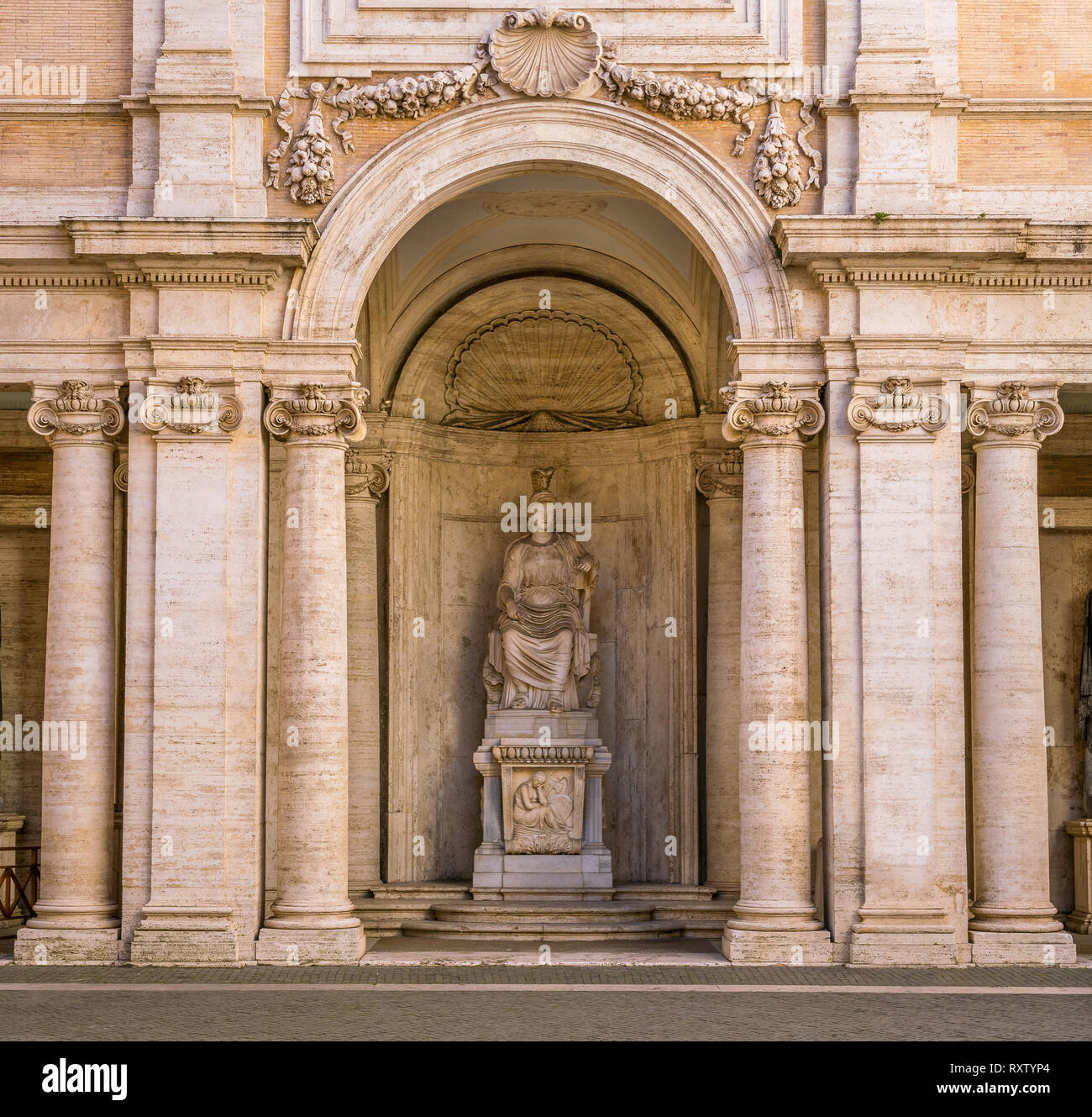 The Capitoline Museums is a single museum containing a group of art and archaeological museums in Piazza del Campidoglio, on top of the Capitoline Hil Stock Photo