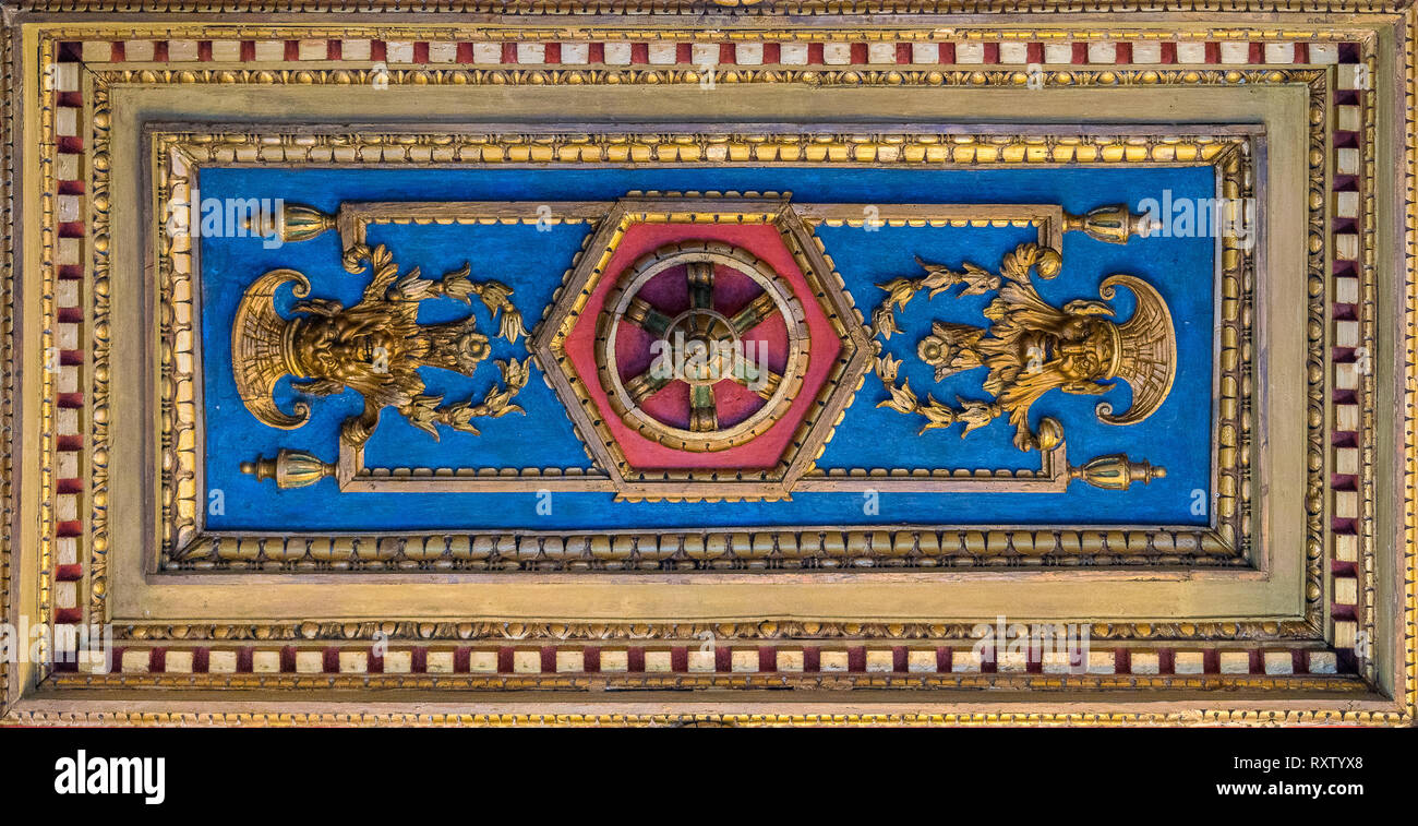 Wooden decorations in the ceiling of the Capitoline Museums in Rome, Italy Stock Photo