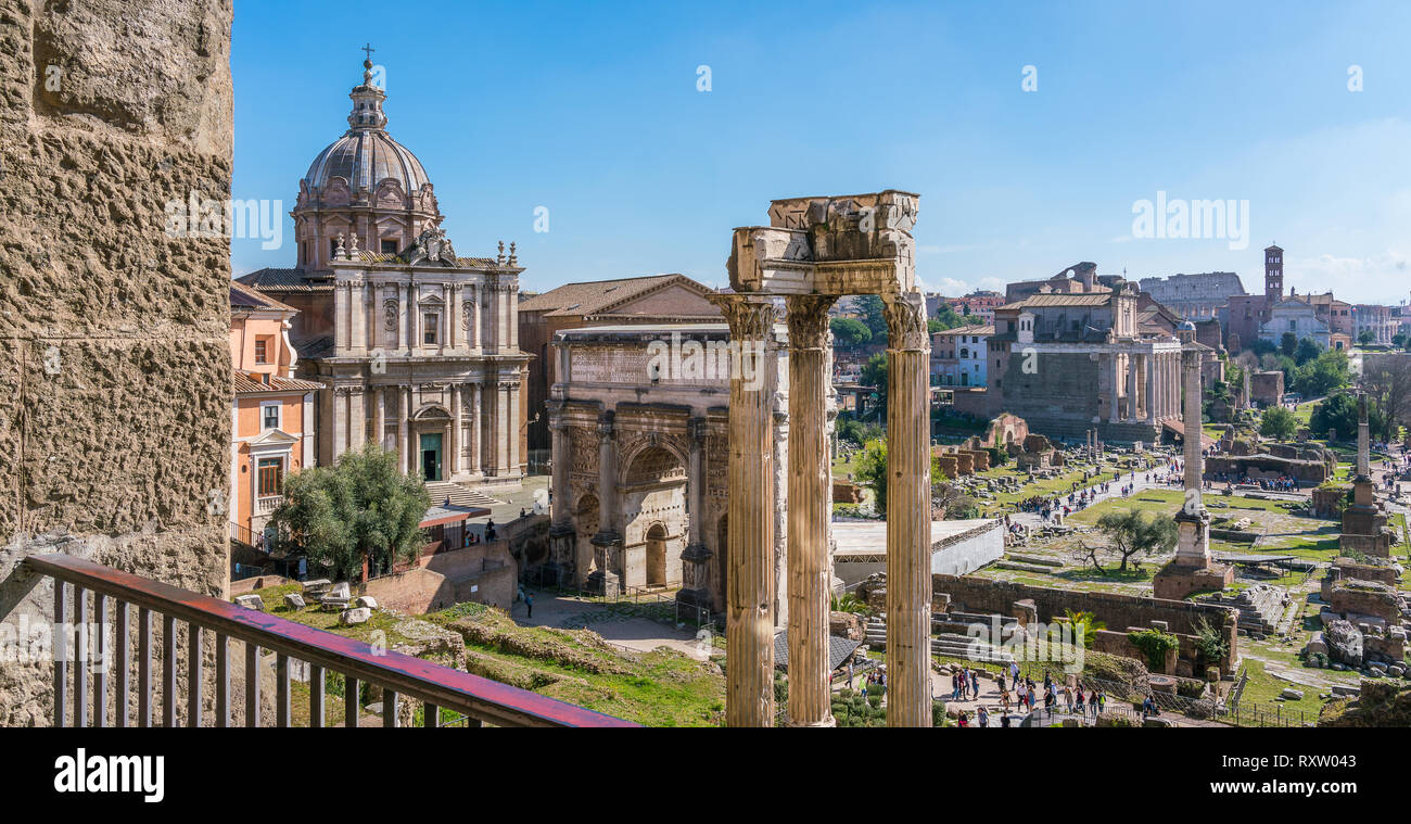 Roman Forum as seen from the Capitoline Museums in Rome, Italy. Stock Photo