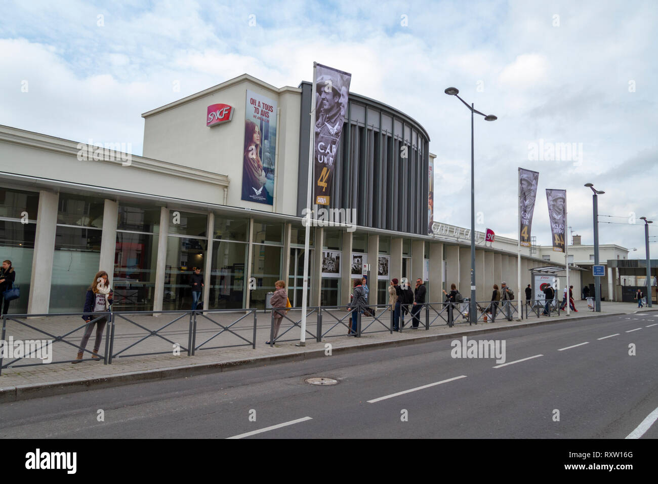 The main entrance to Gare de Caen (railway station) in Caen, Normandy