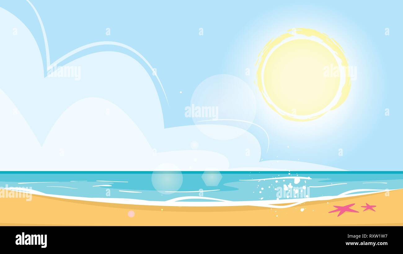 Vector cartoon style background of sea shore. Good sunny day. Vector  illustration Stock Vector Image & Art - Alamy