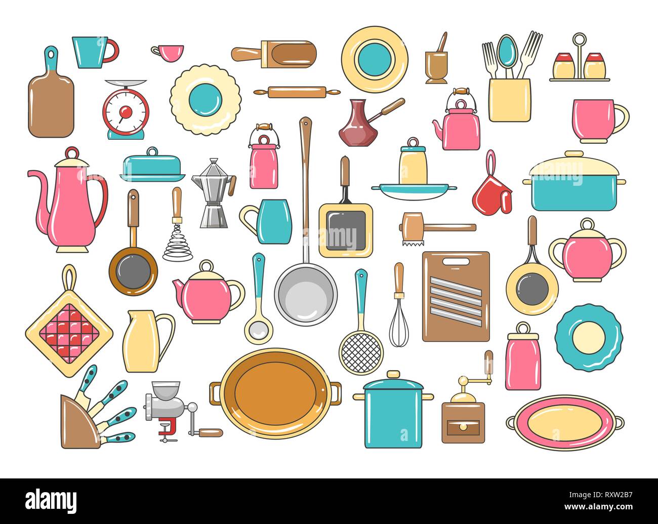 Rustic kitchen utensils set Stock Vector Image & Art Alamy