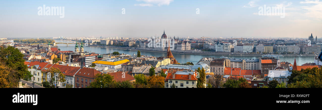 Budapest Panorama from fisherman's bastion hungary Stock Photo