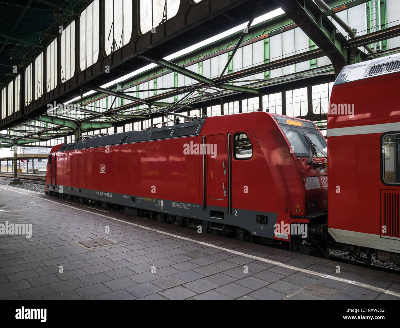 Locomotive of a regional train in Duisburg Central Station, Germany Stock Photo