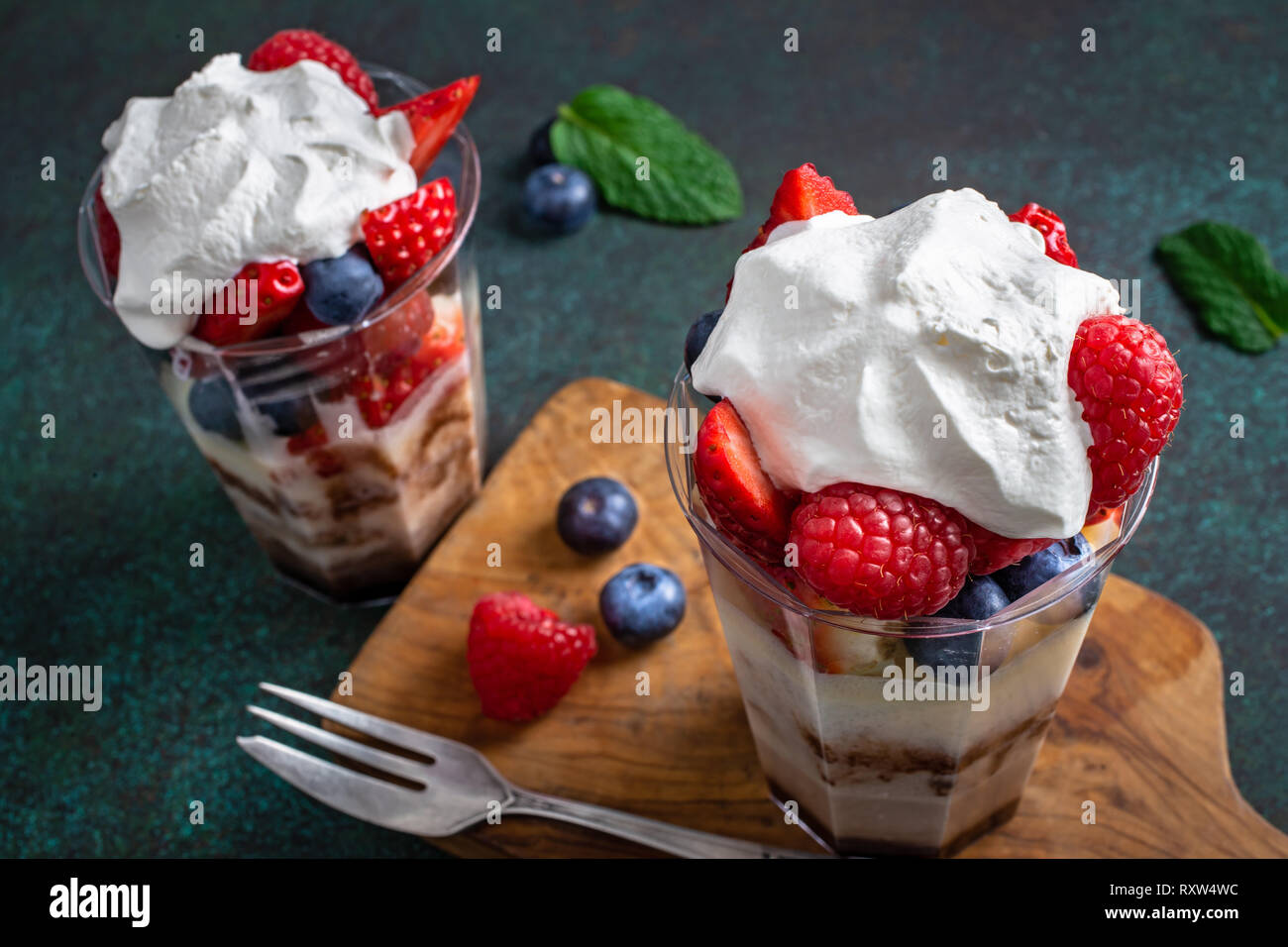 Creamy chocolate dessert above Stock Photo