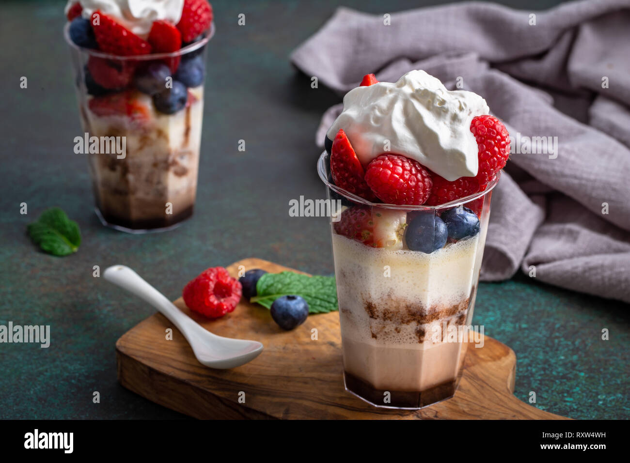 Creamy chocolate dessert Stock Photo