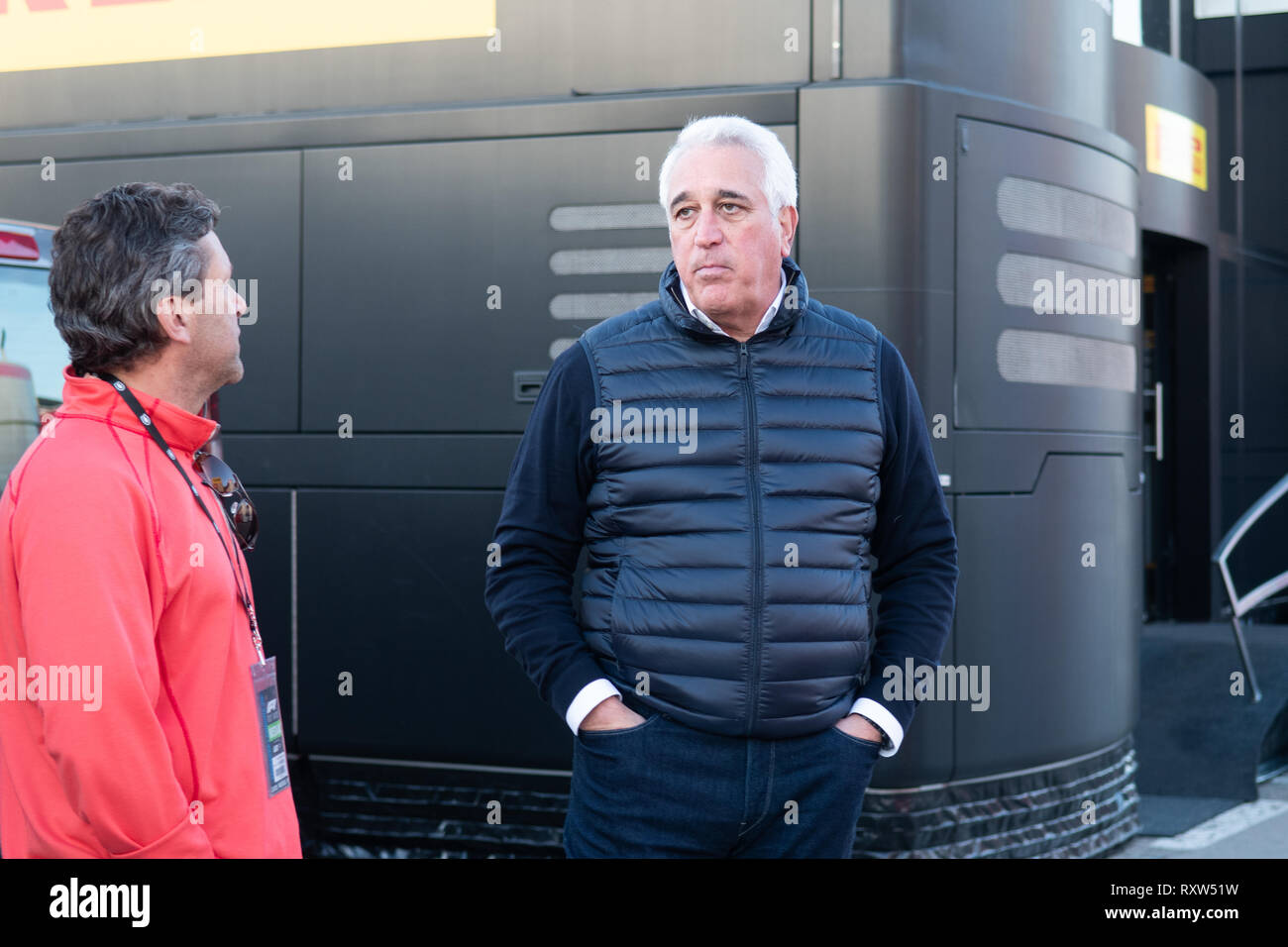 Barcelona, Spain. 18th February, 2019 - Lawrence Stroll father of Lance Stroll of SportPesa Racing Point F1 Team during day one of F1 Winter Testing a Stock Photo