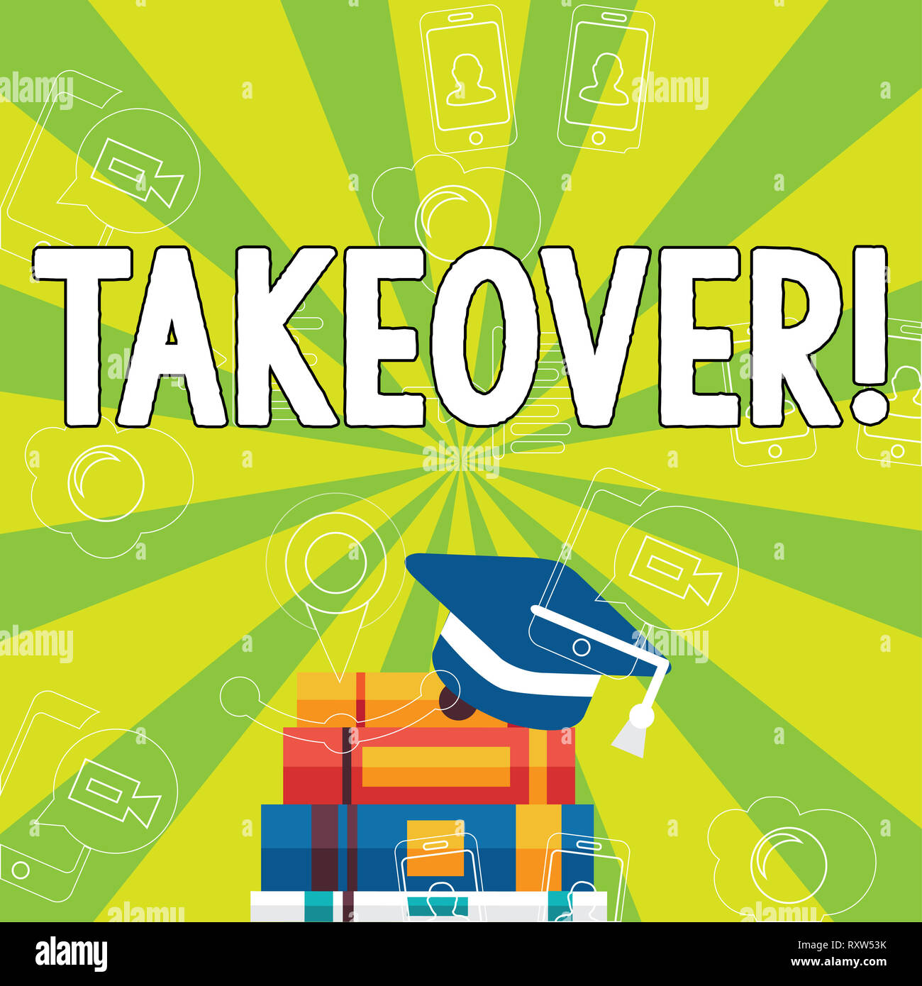 Writing note showing Takeover. Business concept for Assuming control of ...