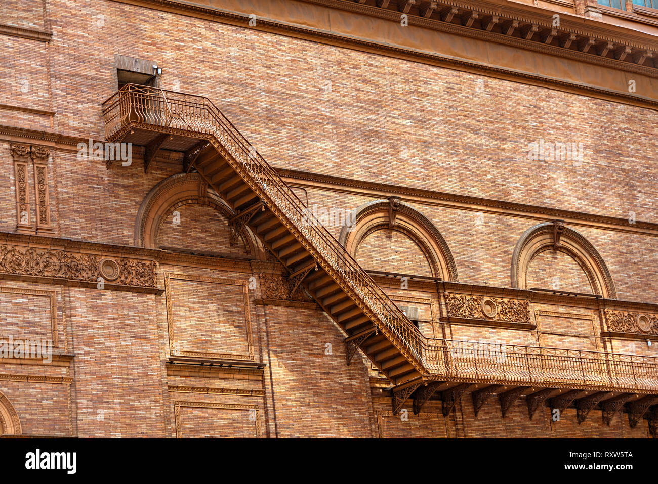 Brick Building Fire Escape Stock Photo