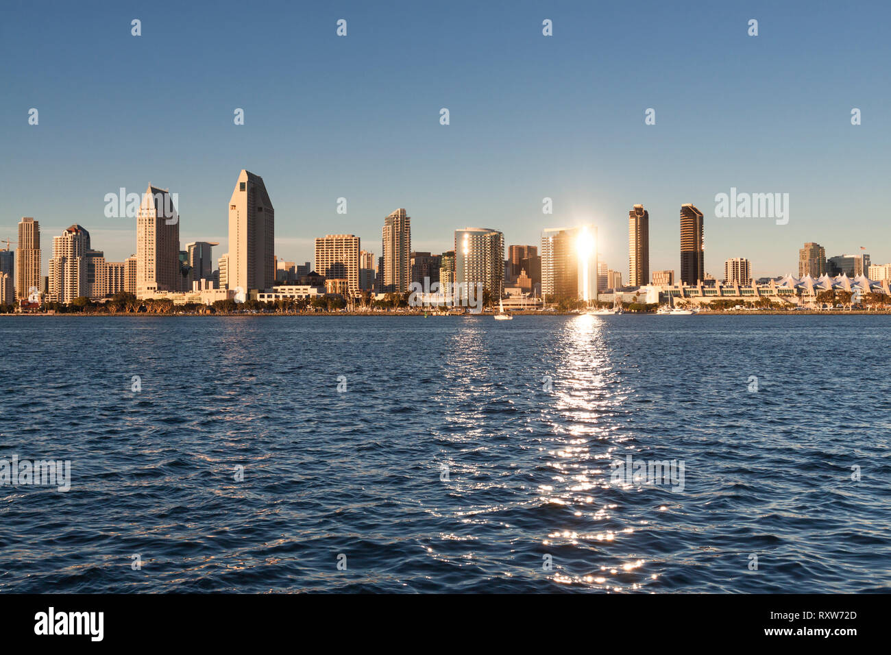 Panoramic view of downtown San Diego from Coronado Island. San Diego