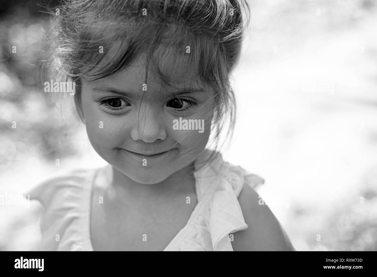 Greeting summer. Springtime. weather forecast. Small child. Natural beauty. Childrens day. face and skincare. allergy to flowers. Little girl in sunny Stock Photo