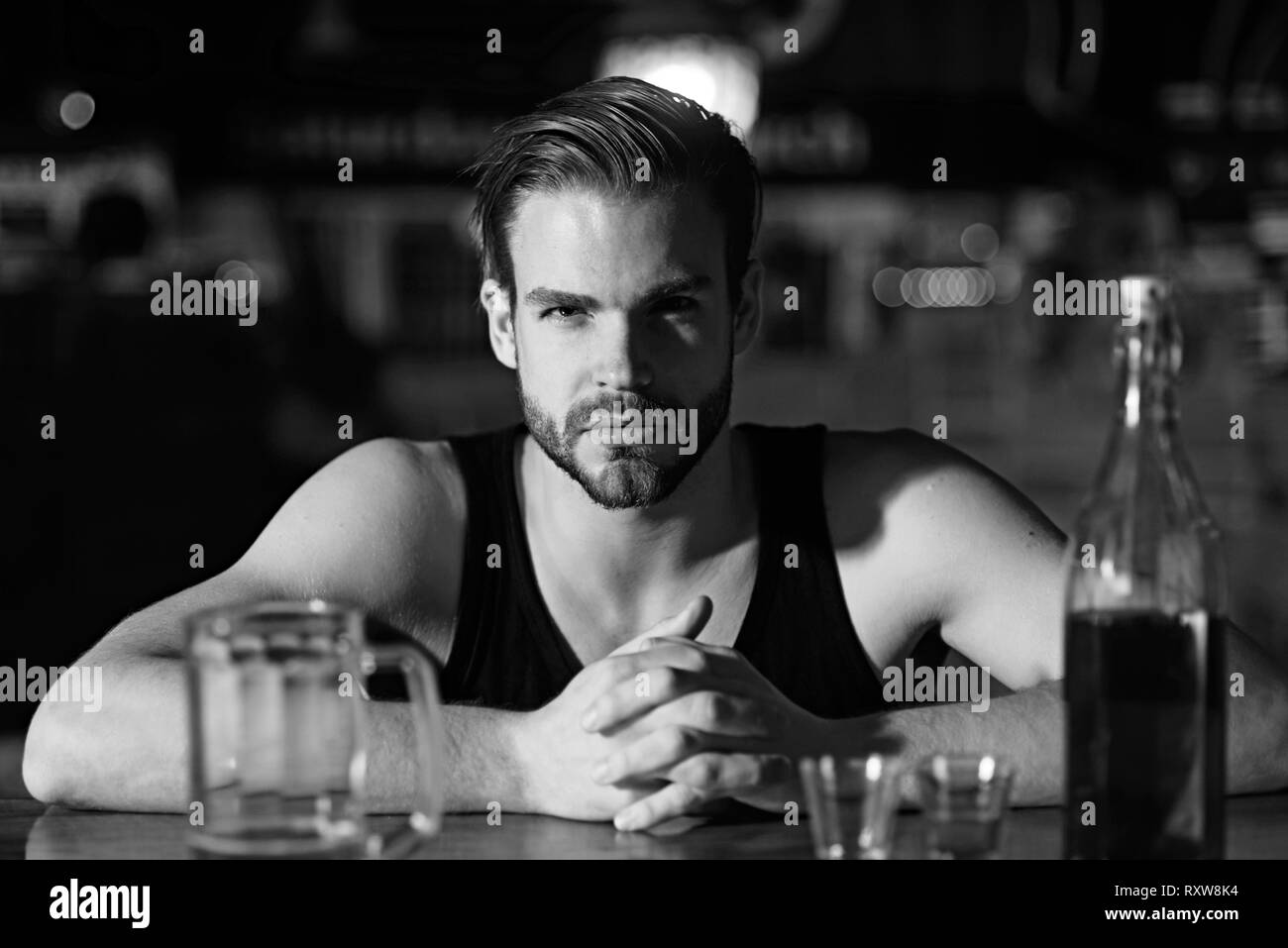 No work after drinking. Alcohol addiction and bad habit. Alcohol addict