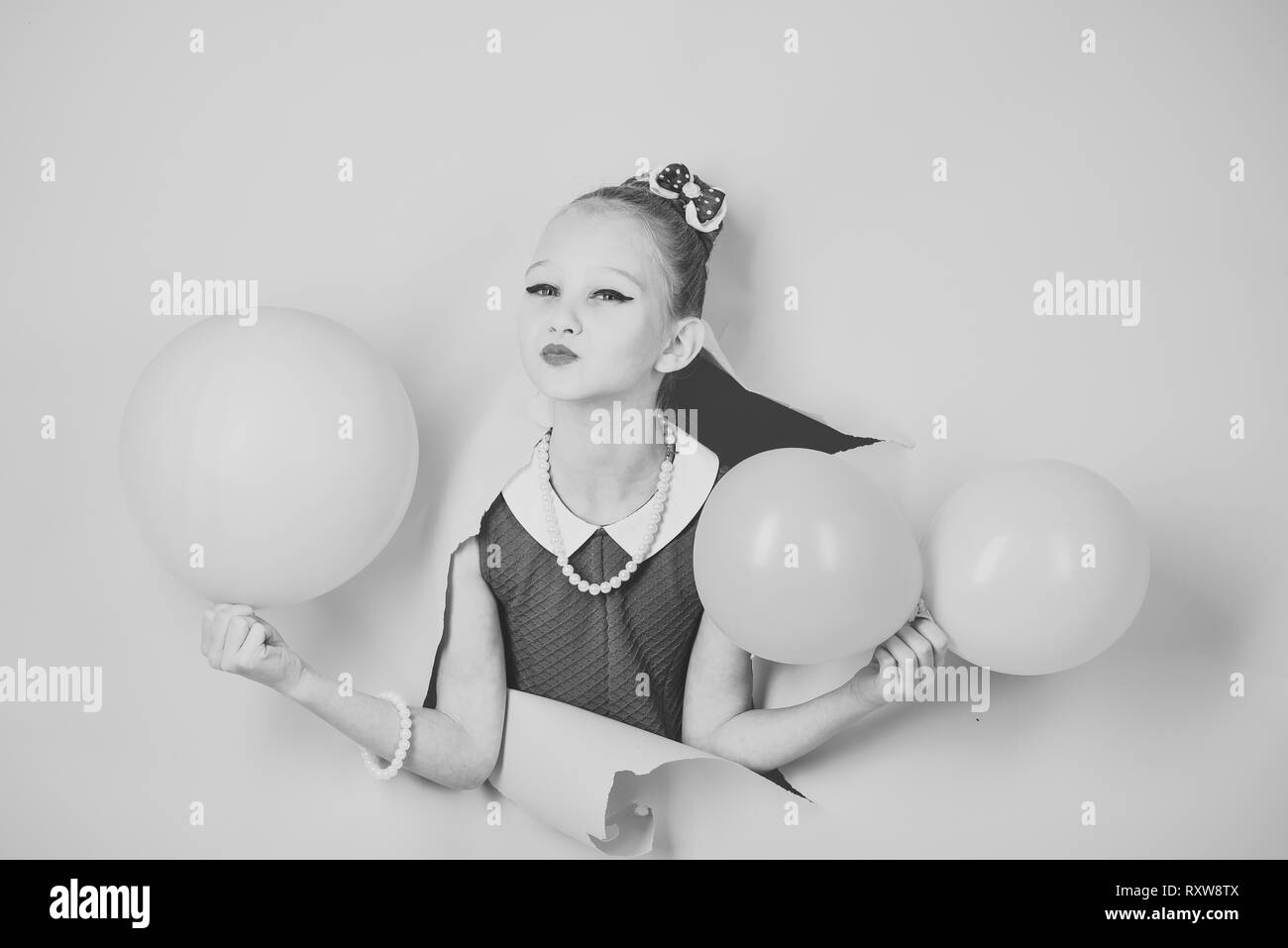 Birthday Happiness Childhood Look Kid With Balloons Birthday